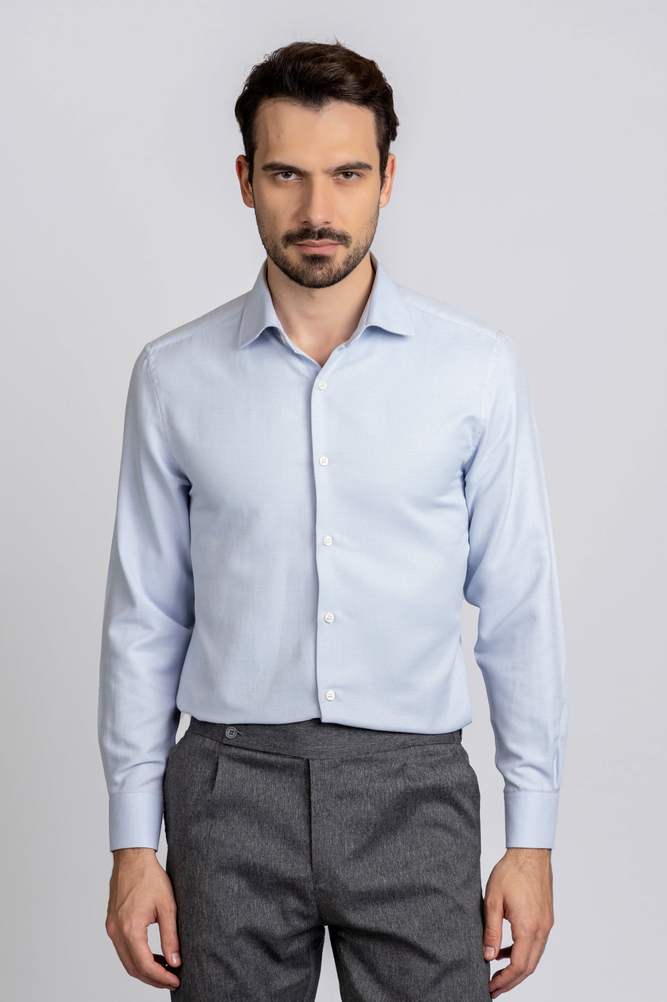 Light Blue Dobby Shirt - Slim Fit