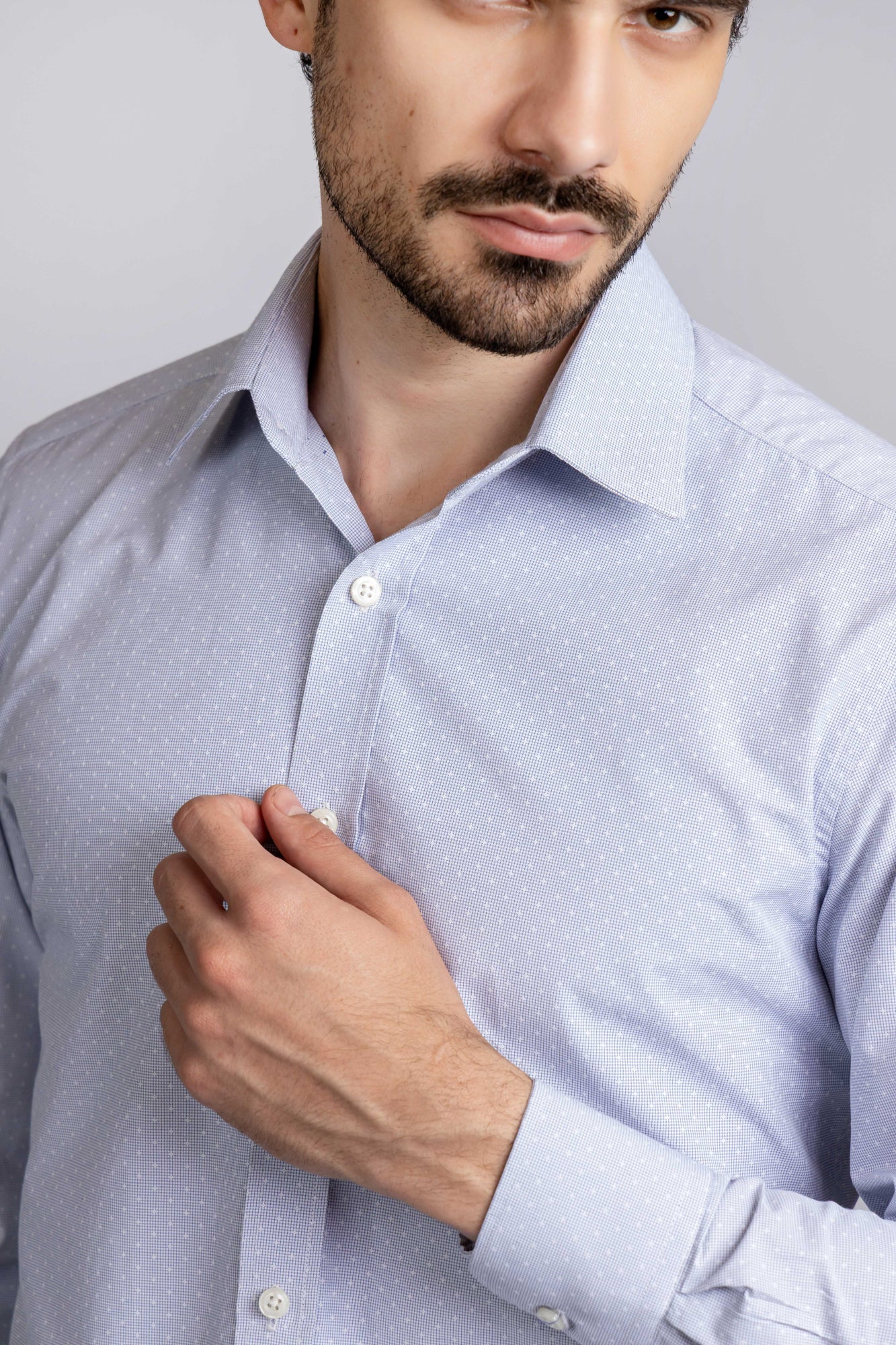 Blue Dotted Dobby Shirt - Regular Fit