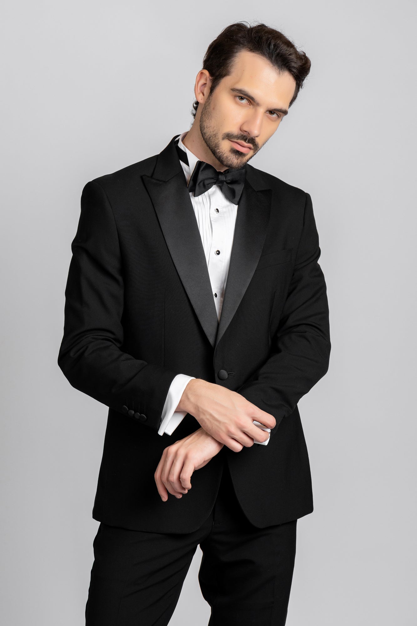 White Pleated Tuxedo Shirt - Slim Fit
