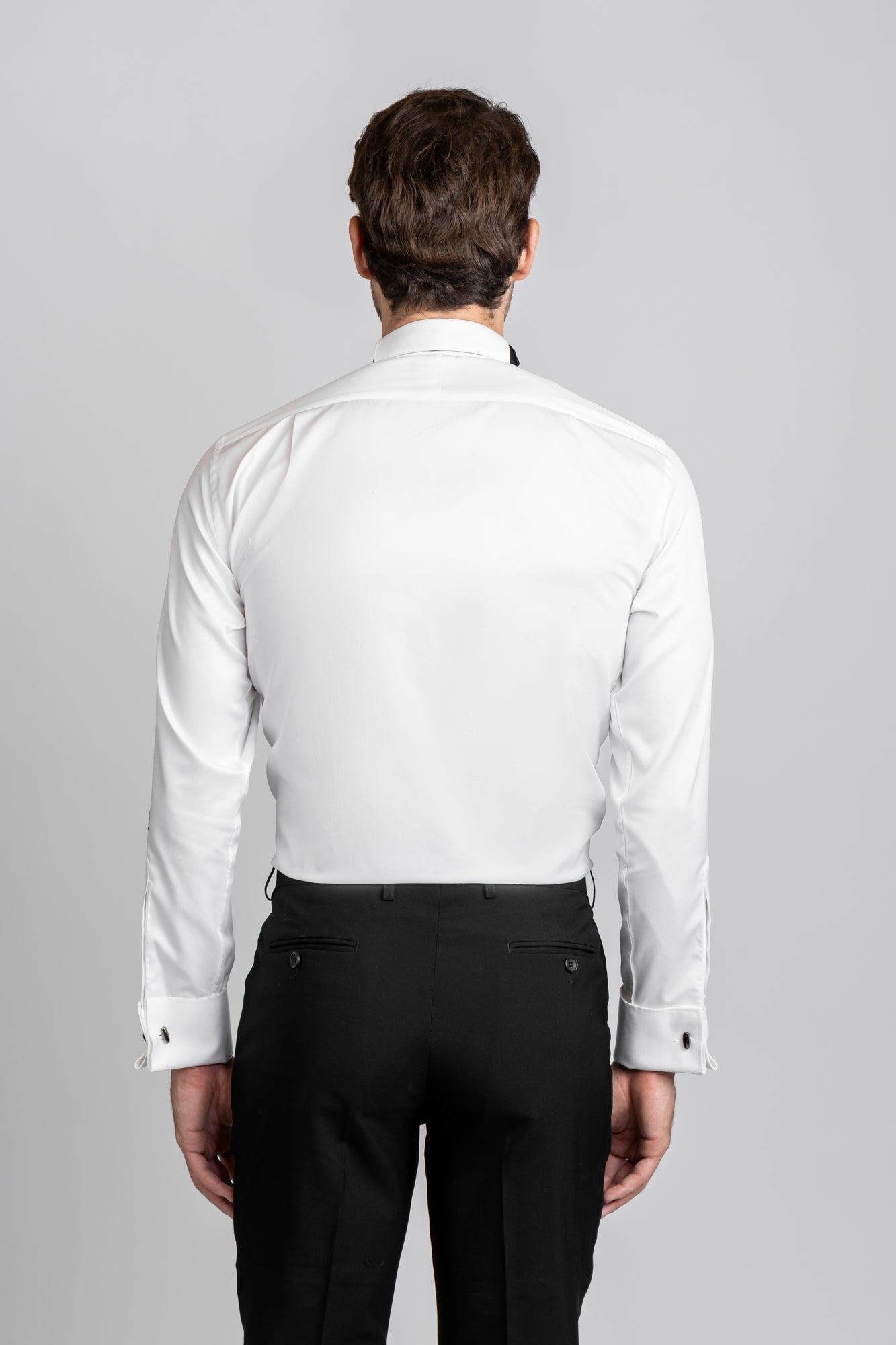 White Pleated Tuxedo Shirt - Slim Fit