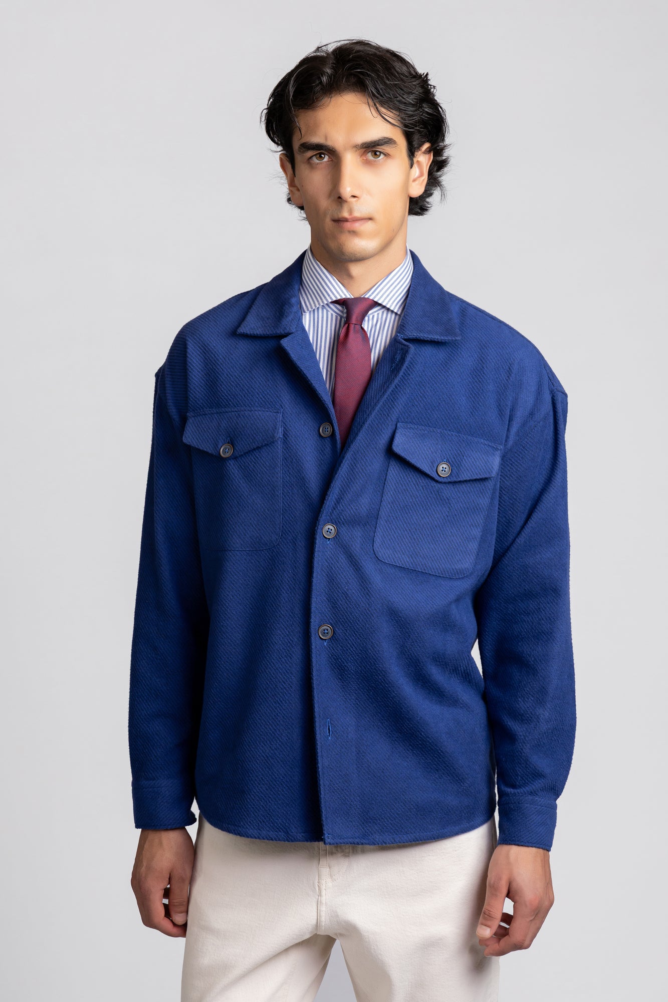 Navy Brushed Twill Overshirt