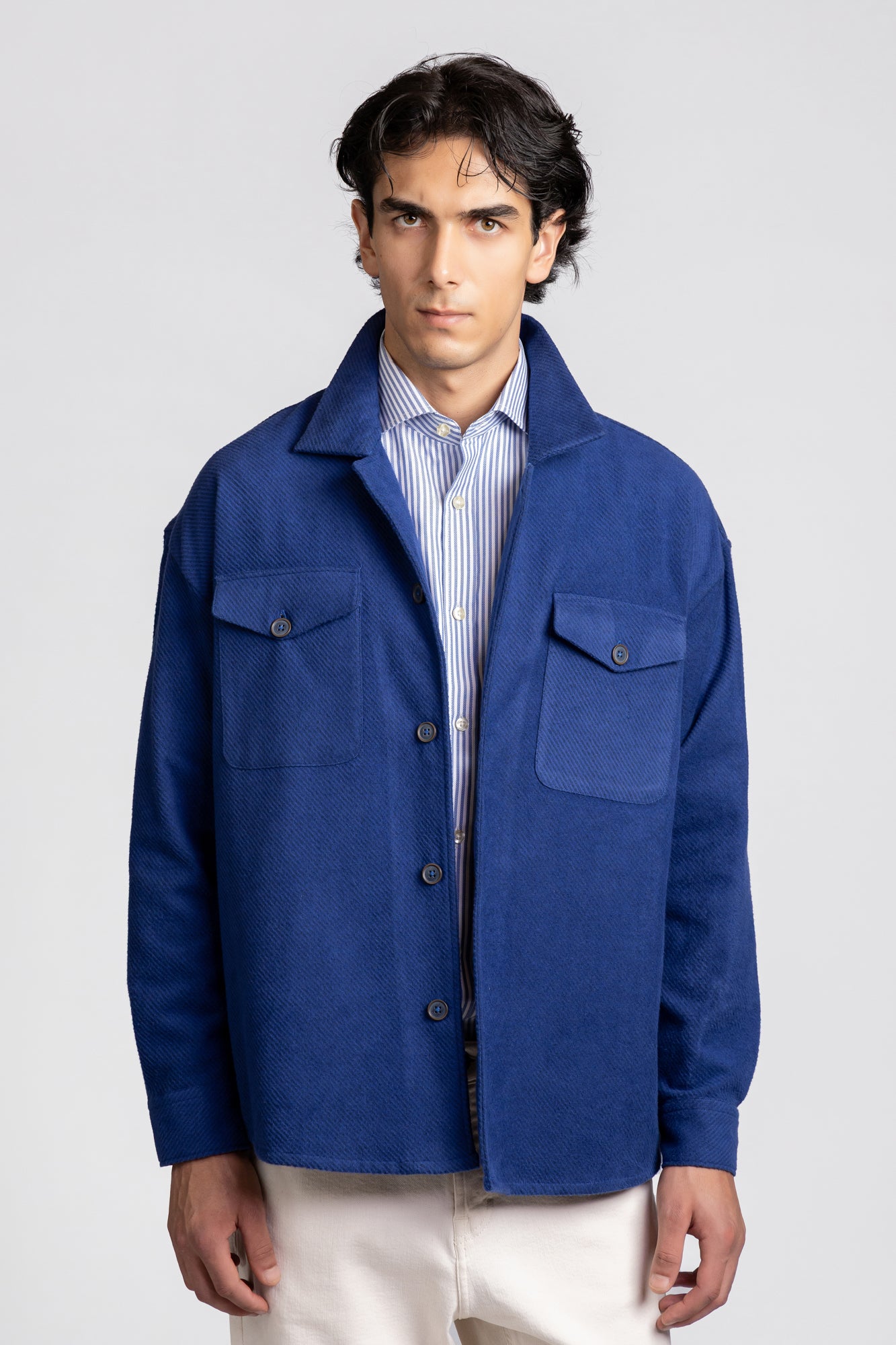 Navy Brushed Twill Overshirt