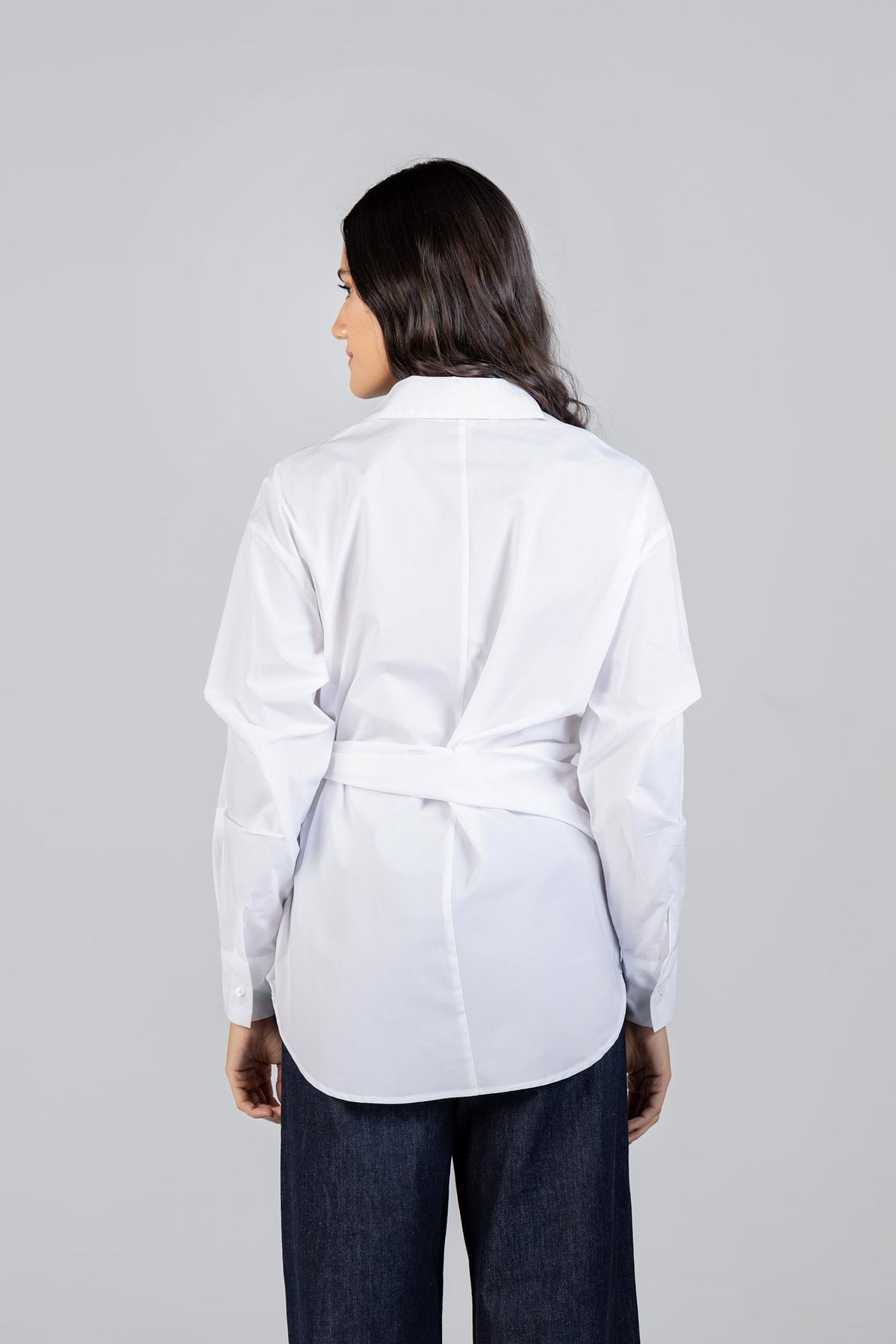 Poplin Shirt with Waist Tie Belt