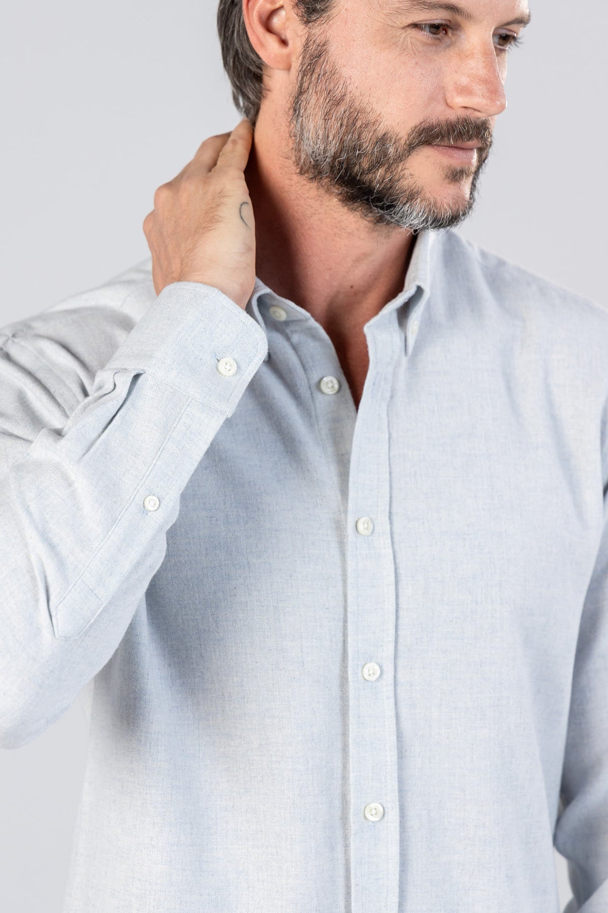 Brushed Herringbone Button-Down Flannel Shirt