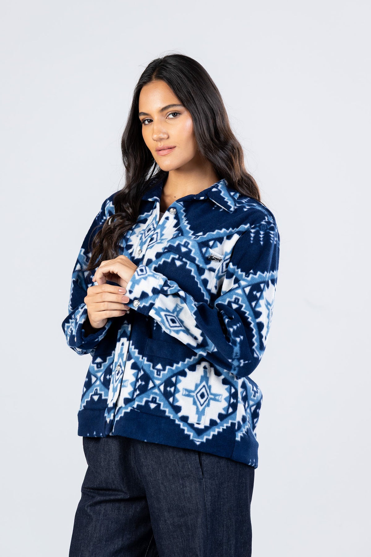 Blue Navajo Overshirt with Flap Pockets