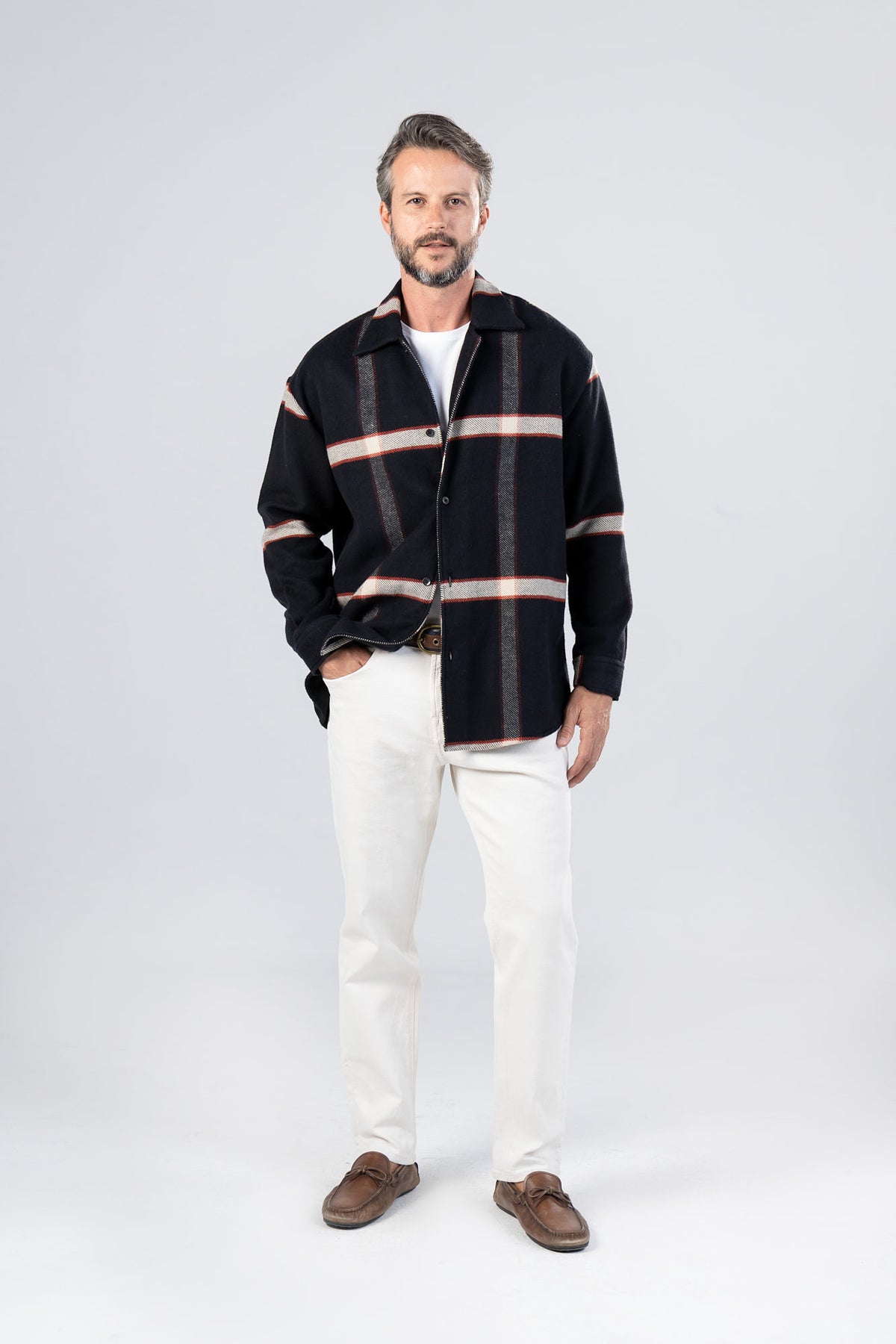 Black Checkered Flannel Overshirt