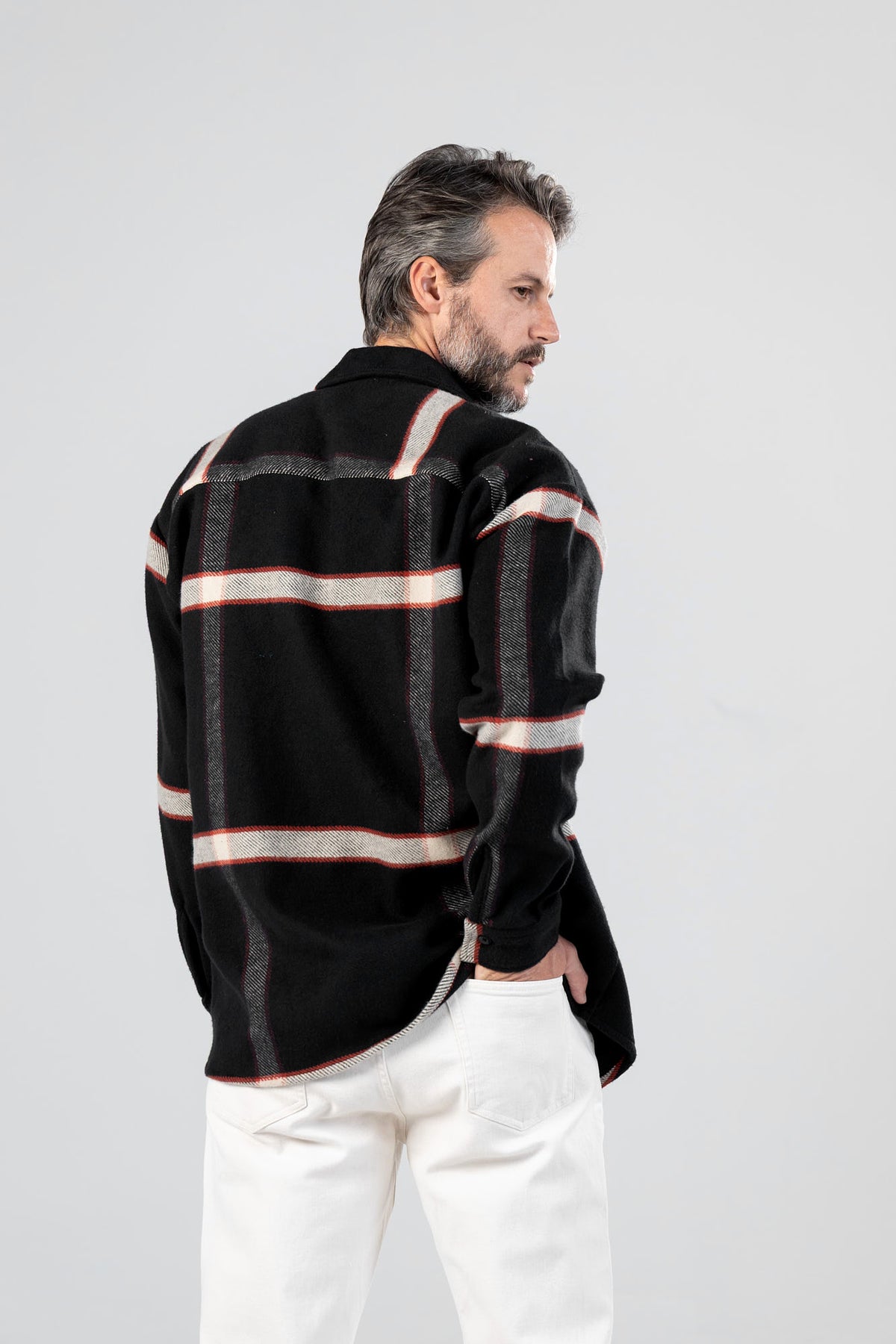 Black Checkered Flannel Overshirt