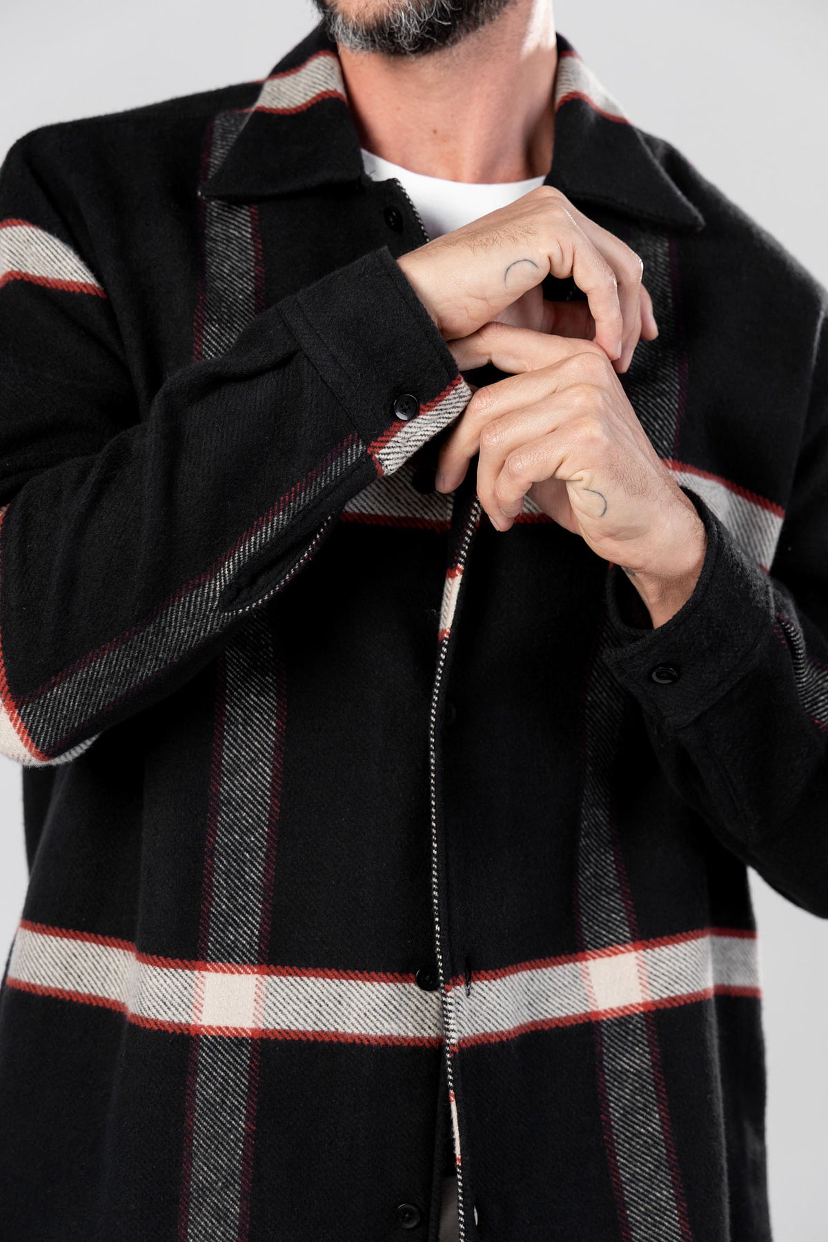 Black Checkered Flannel Overshirt