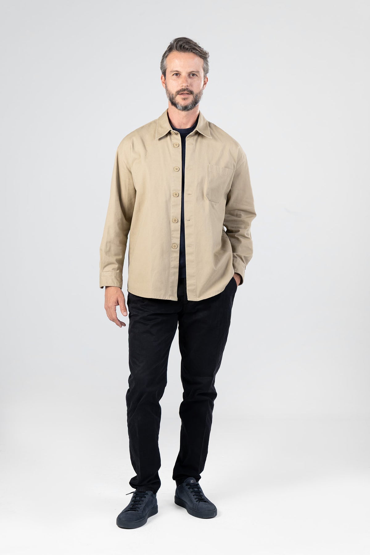 Beige Gabardine Overshirt