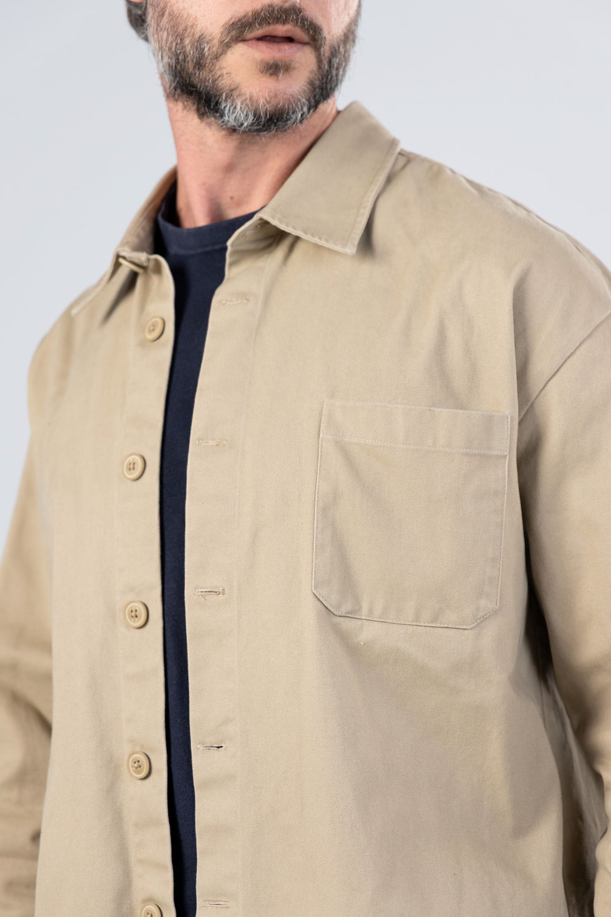 Beige Gabardine Overshirt