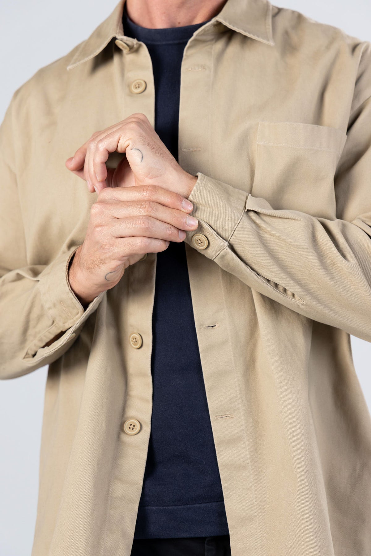 Beige Gabardine Overshirt