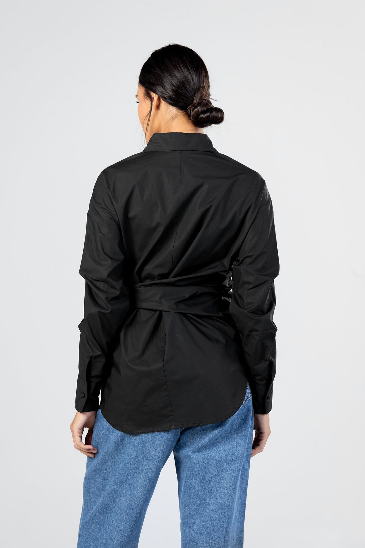 Poplin Shirt with Waist Tie Belt