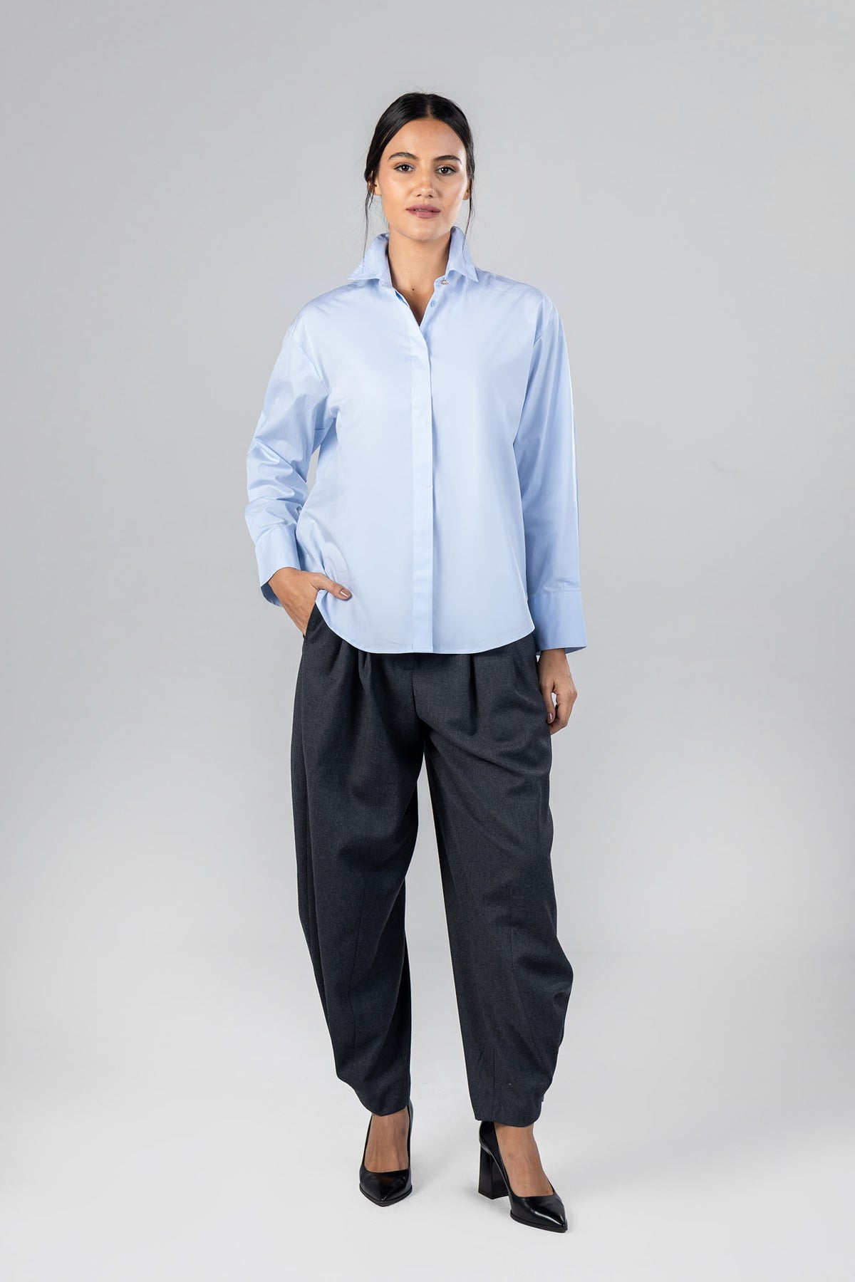 Poplin Hidden Placket Shirt