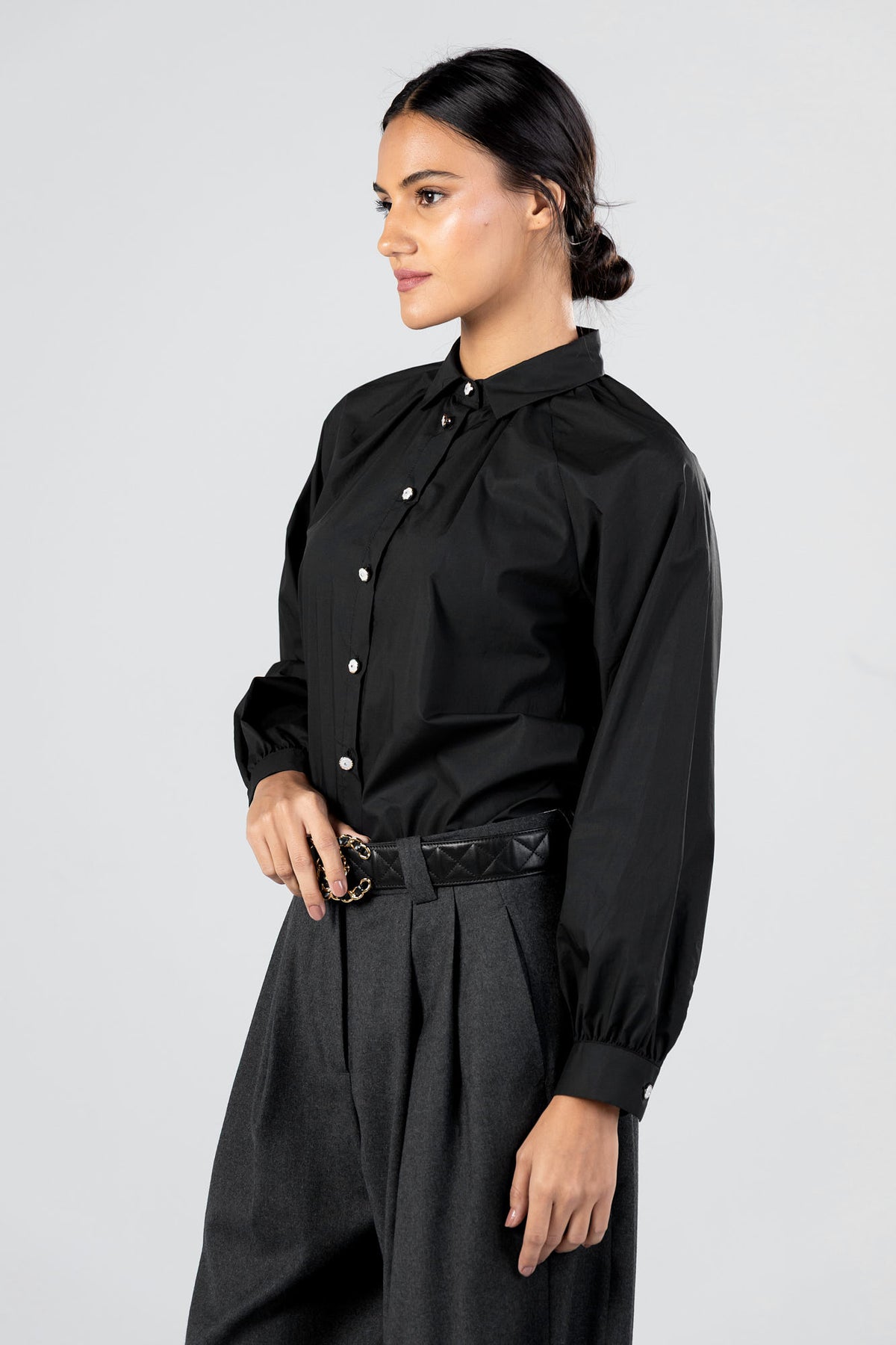 Poplin Stretch Raglan Sleeve Shirt