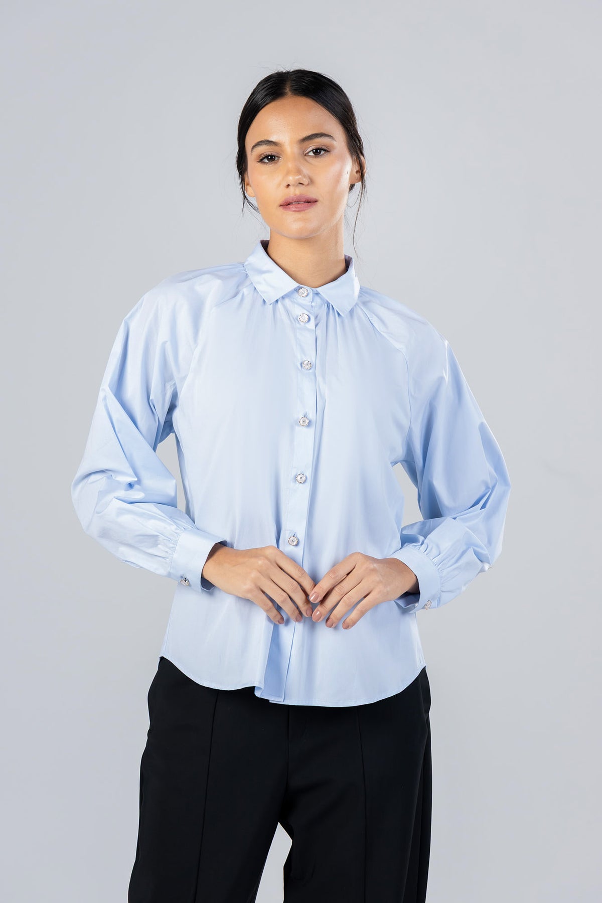 Poplin Stretch Raglan Sleeve Shirt