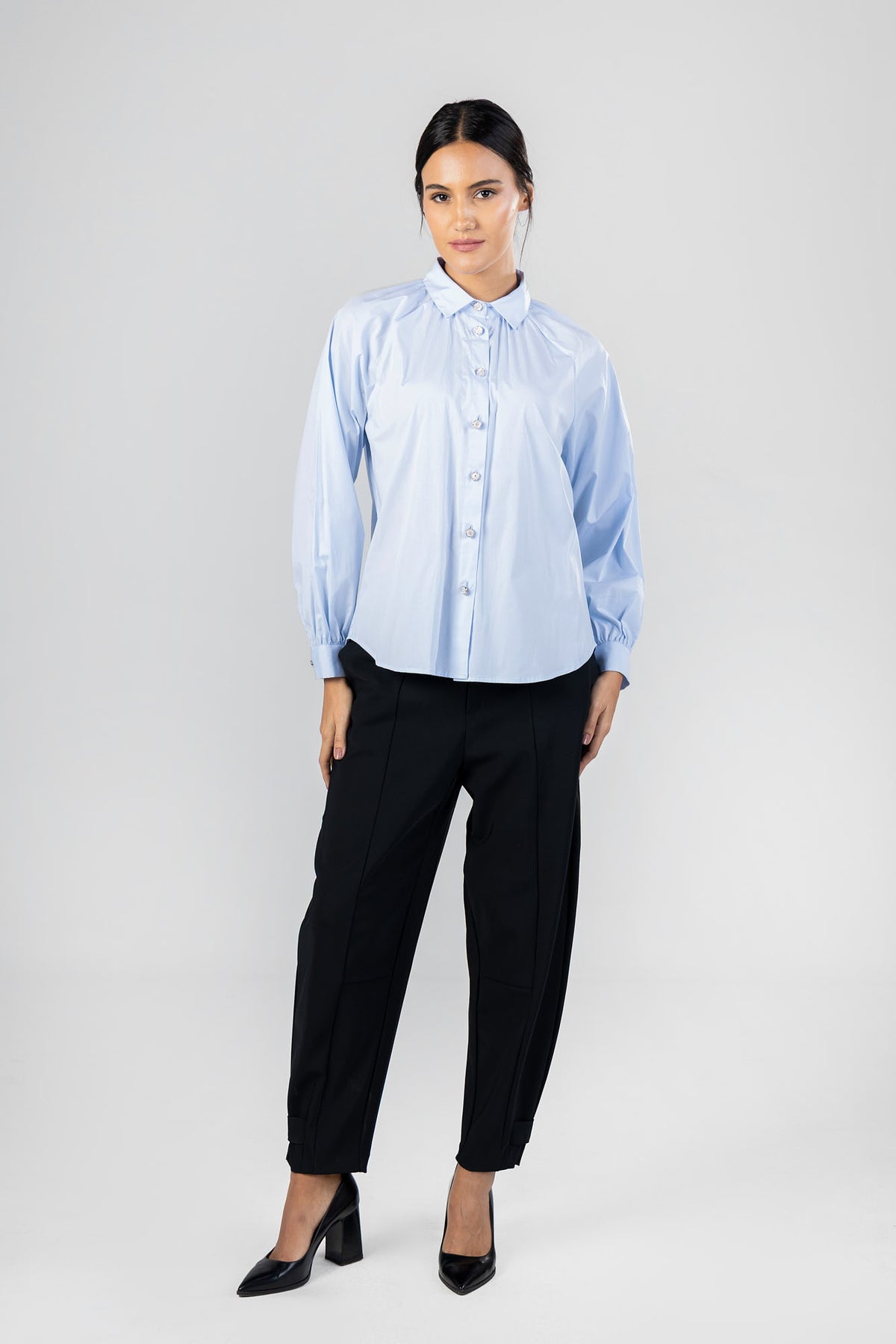 Poplin Stretch Raglan Sleeve Shirt