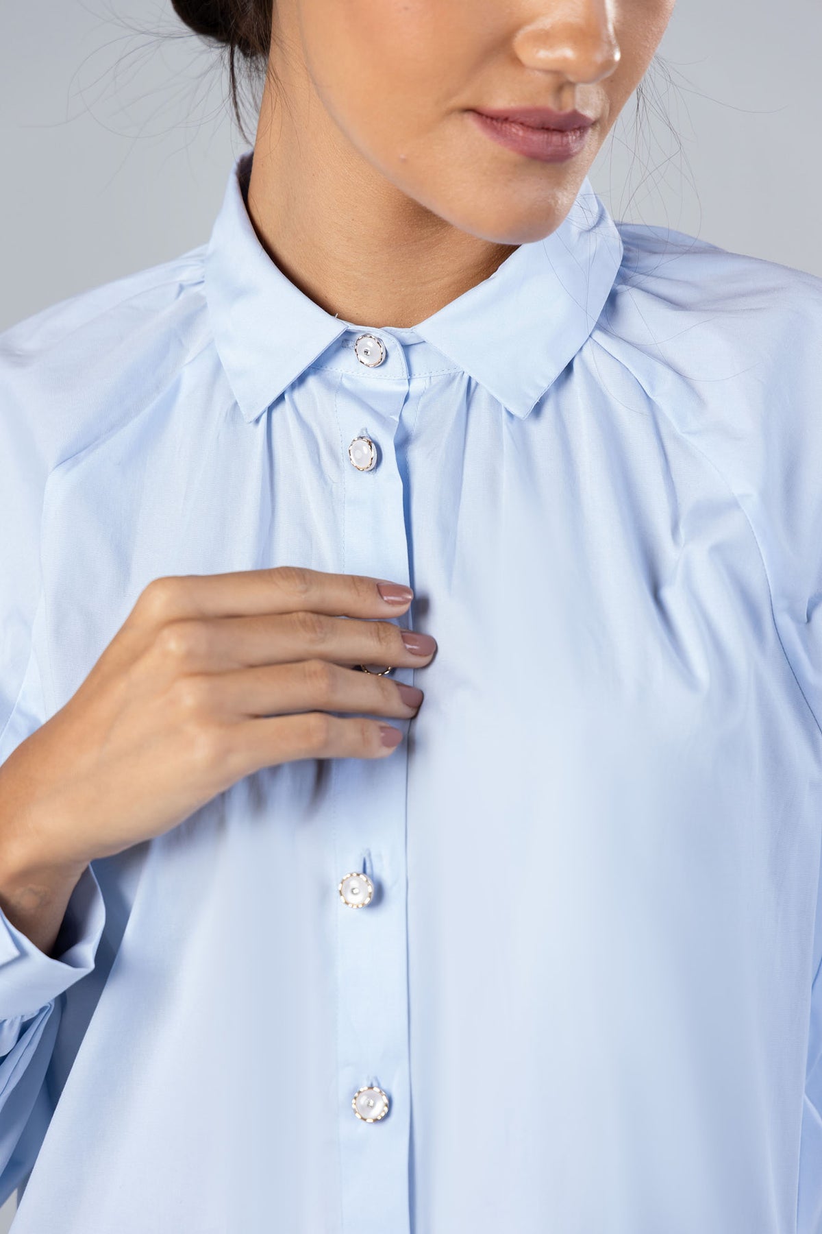 Poplin Stretch Raglan Sleeve Shirt
