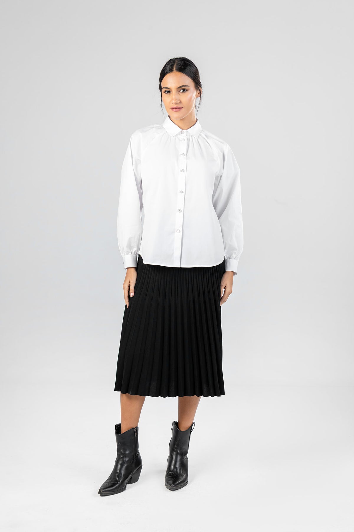 Poplin Stretch Raglan Sleeve Shirt
