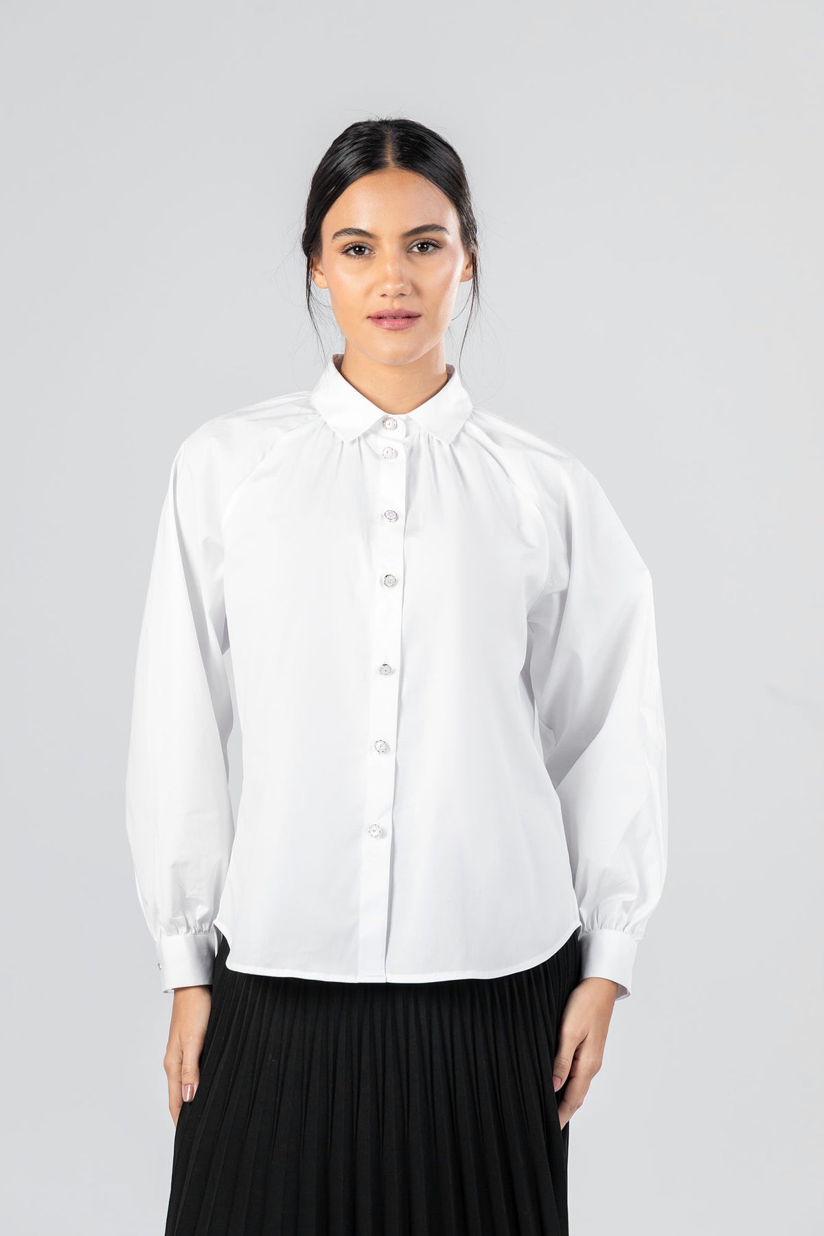 Poplin Stretch Raglan Sleeve Shirt
