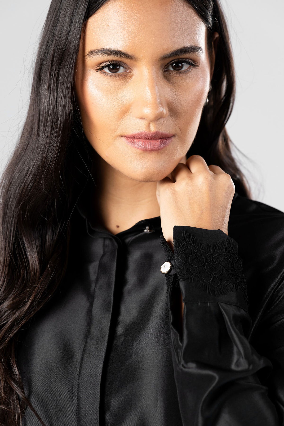 Satin Lace Detail Shirt