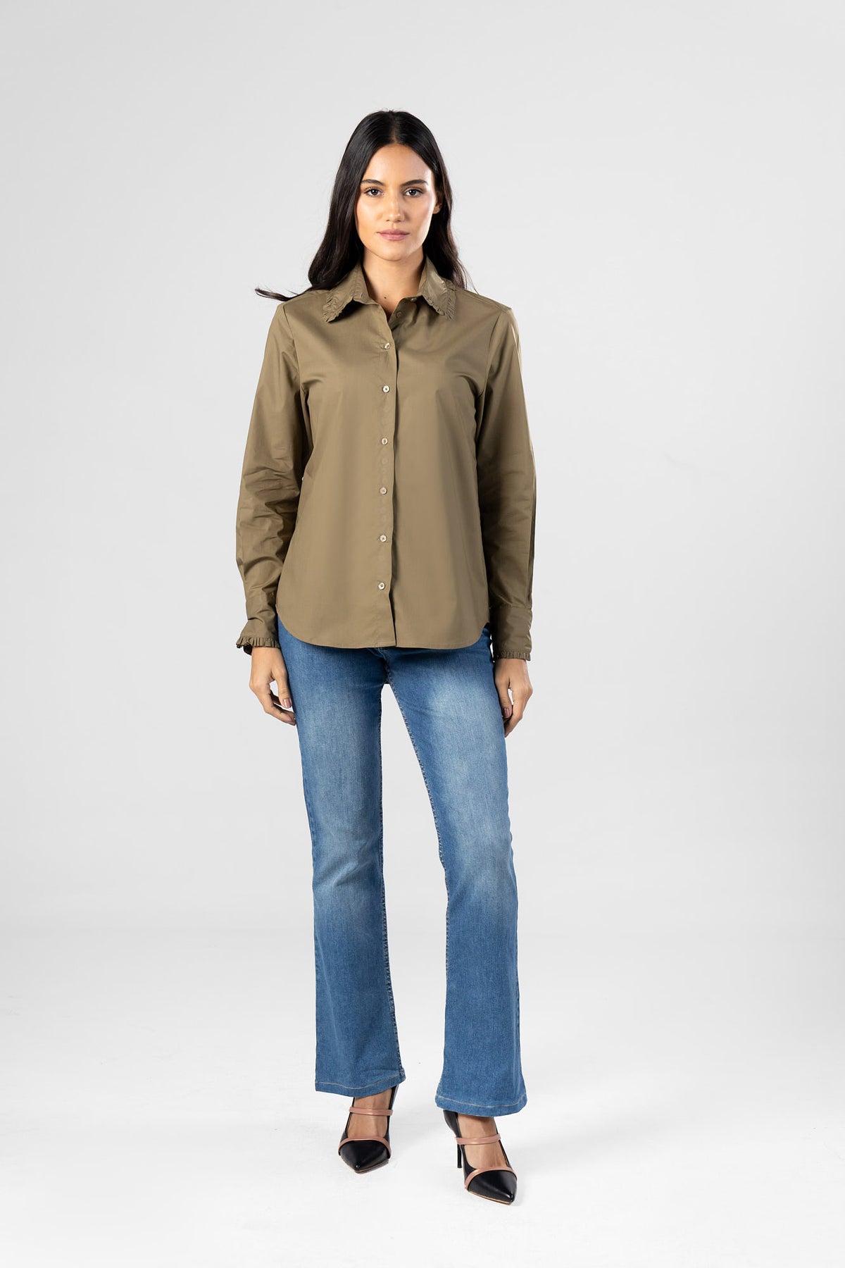 Poplin Ruffle Shirt