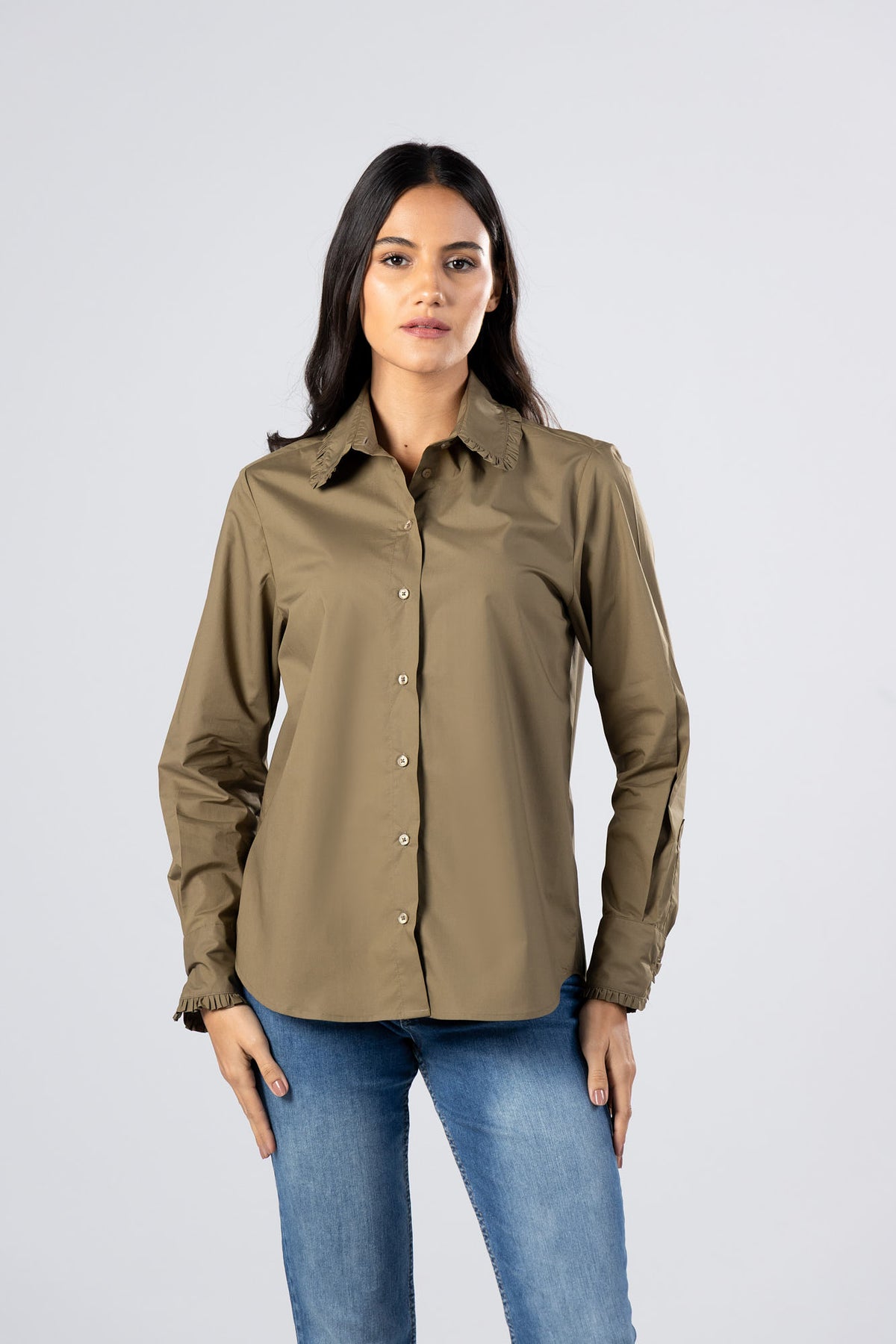 Poplin Ruffle Shirt