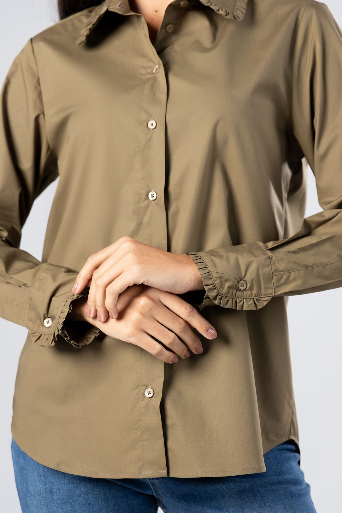 Poplin Ruffle Shirt