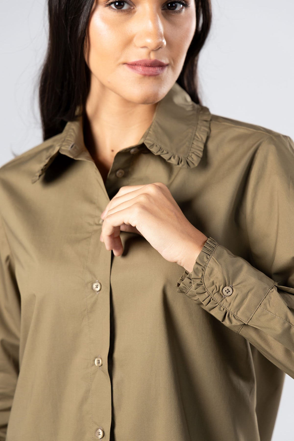 Poplin Ruffle Shirt