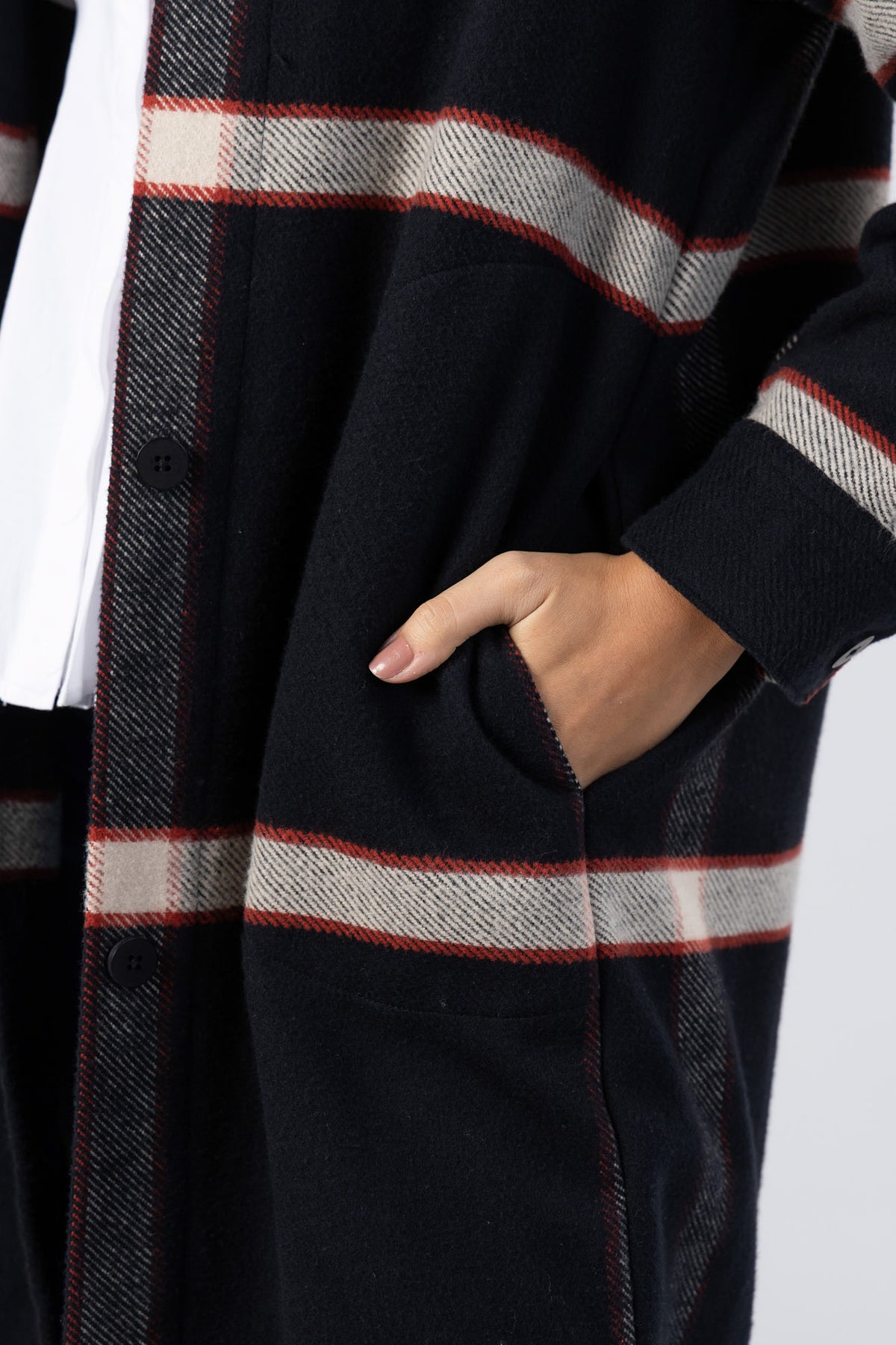 Black Brushed Checkered Coat