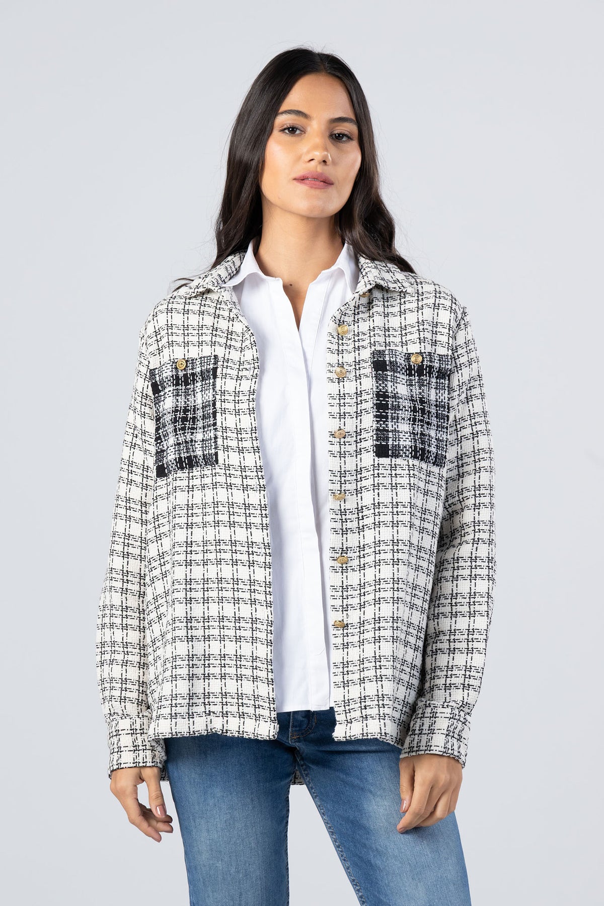 Black & White Patch-Work Overshirt