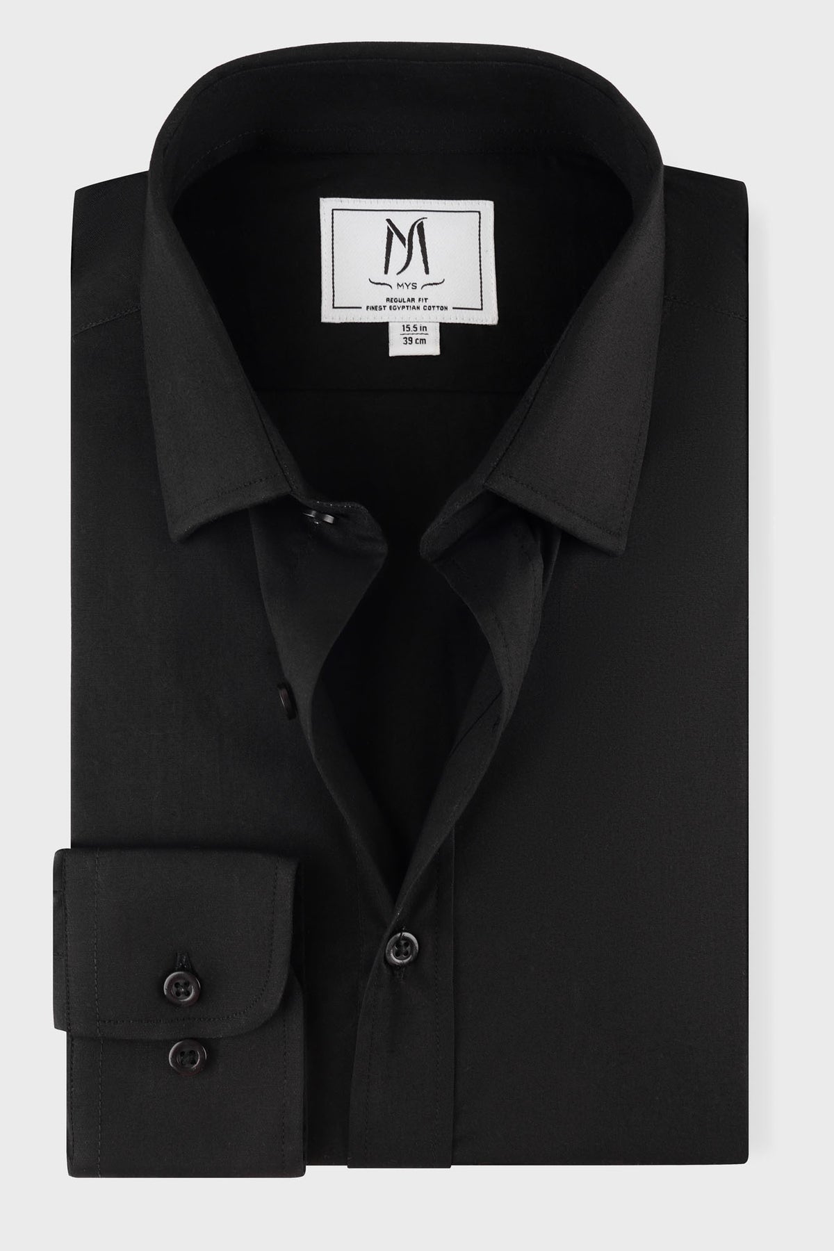 Black Poplin Stretch Shirt - Regular Fit
