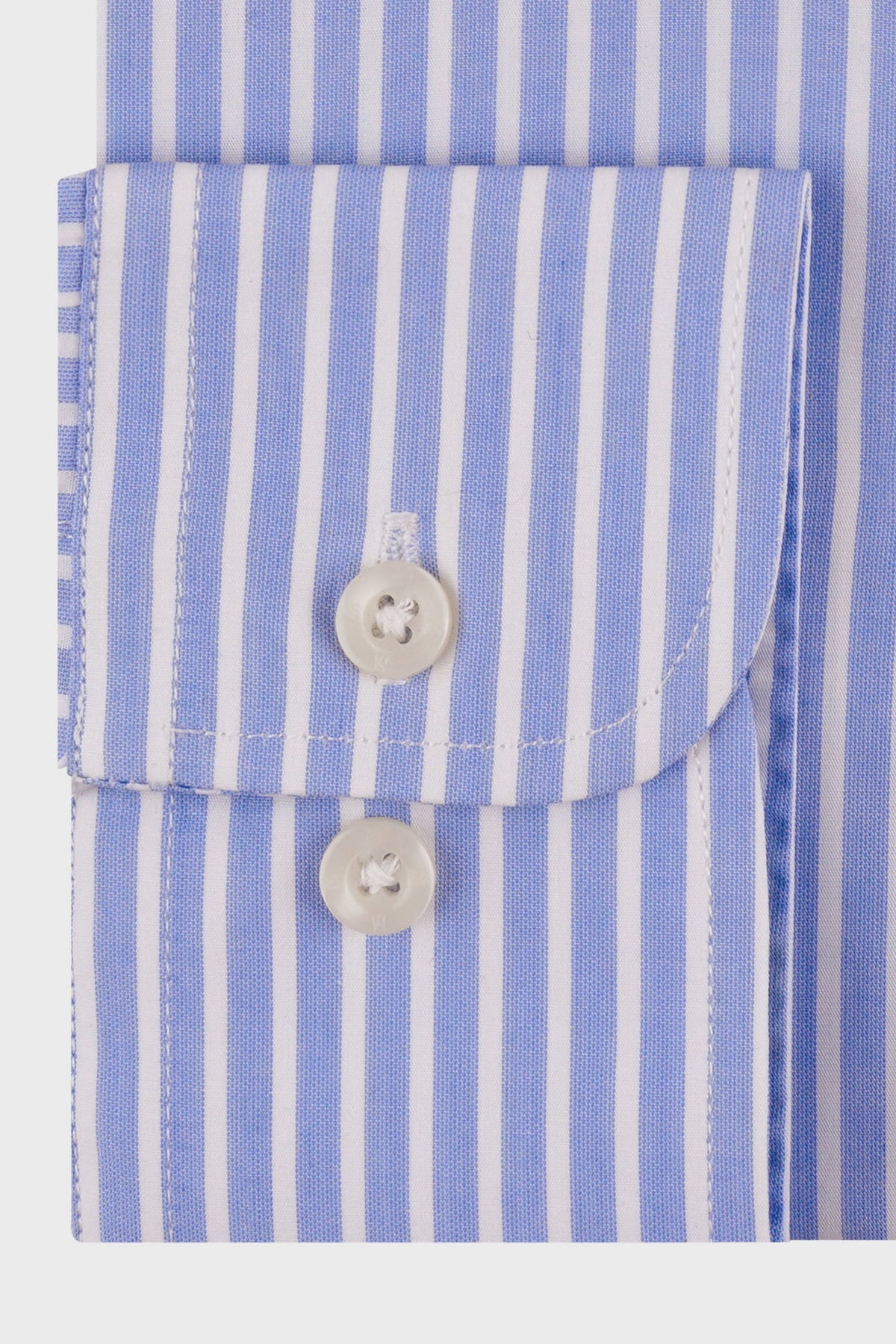 Light Blue Striped Poplin Shirt - Regular Fit