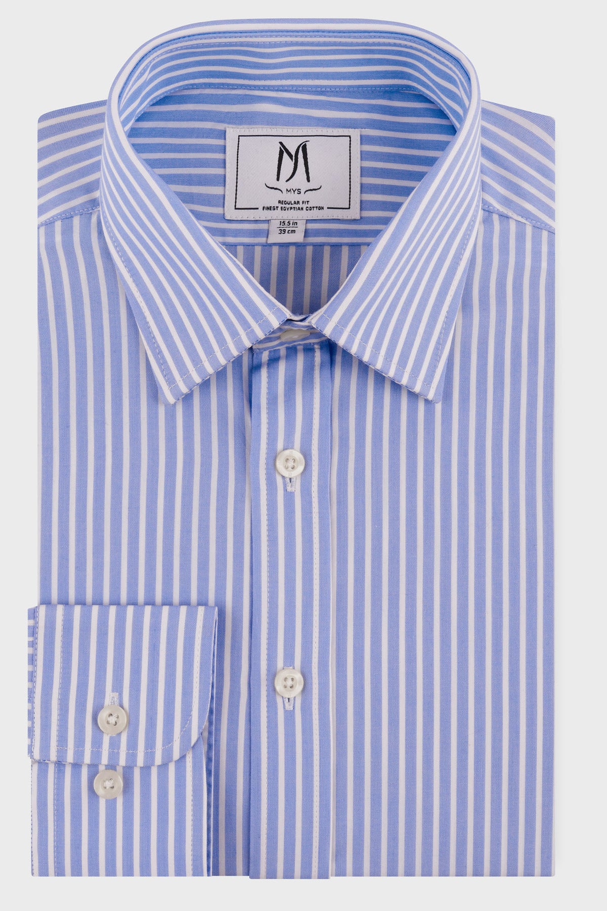 Light Blue Striped Poplin Shirt - Regular Fit