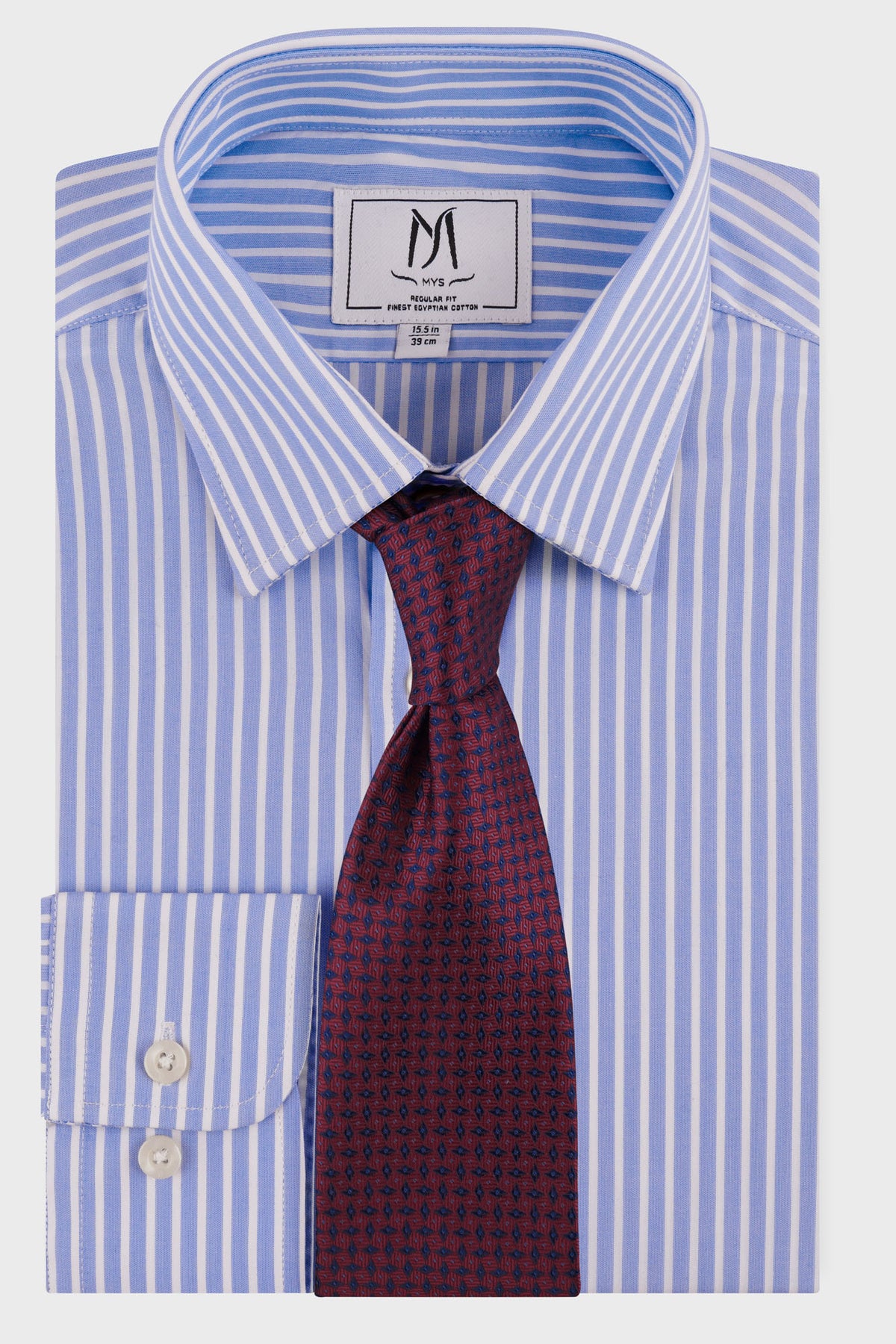 Light Blue Striped Poplin Shirt - Regular Fit