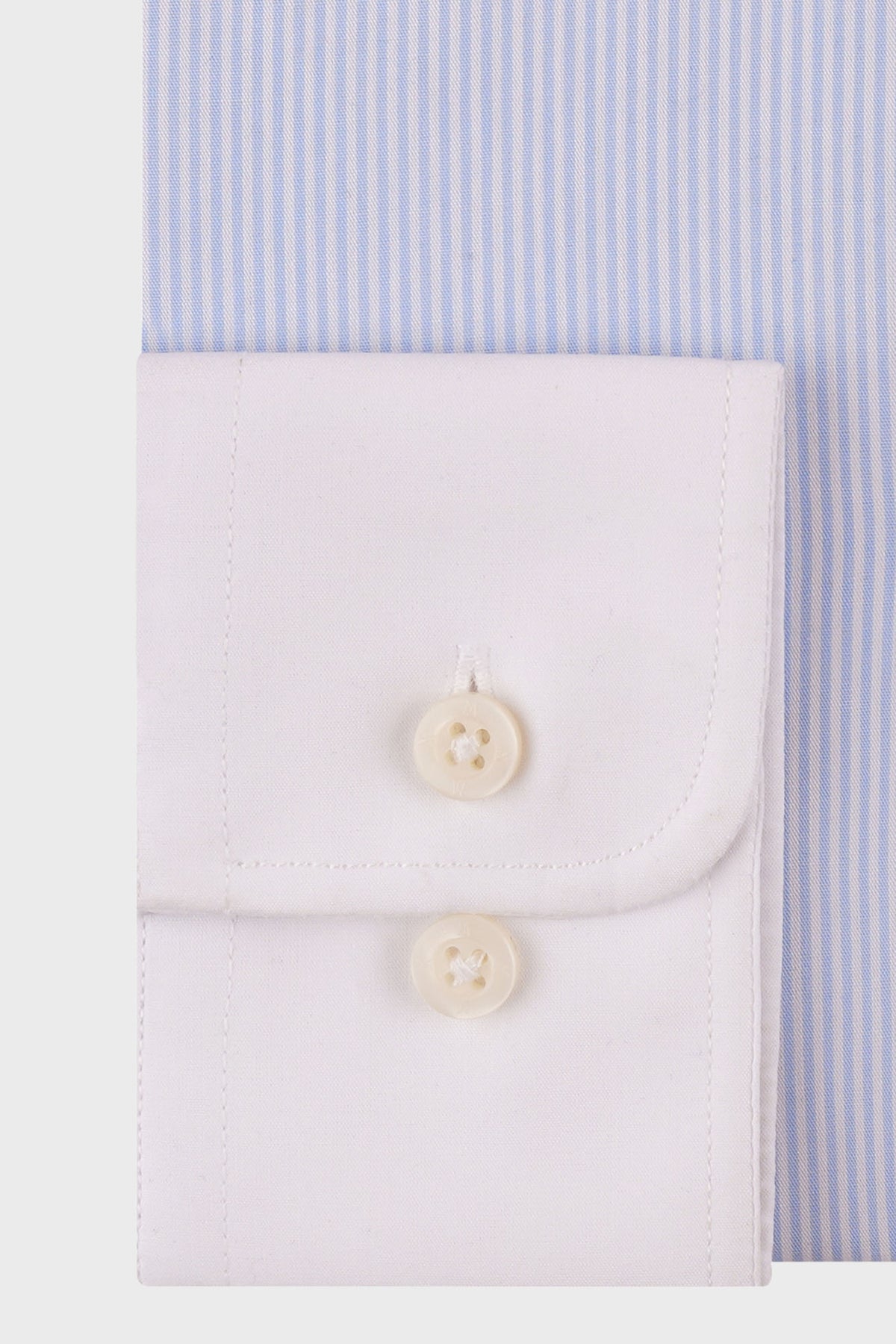 Light Blue Striped Poplin Contrast Non-Iron Shirt - Slim Fit
