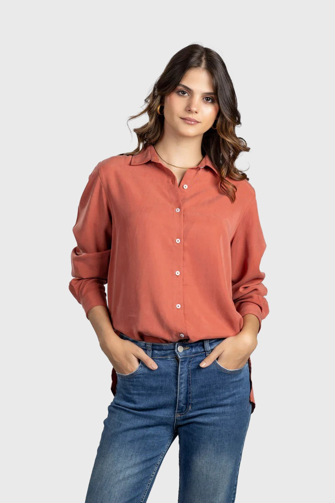 Brick Tencel Regular Fit Shirt