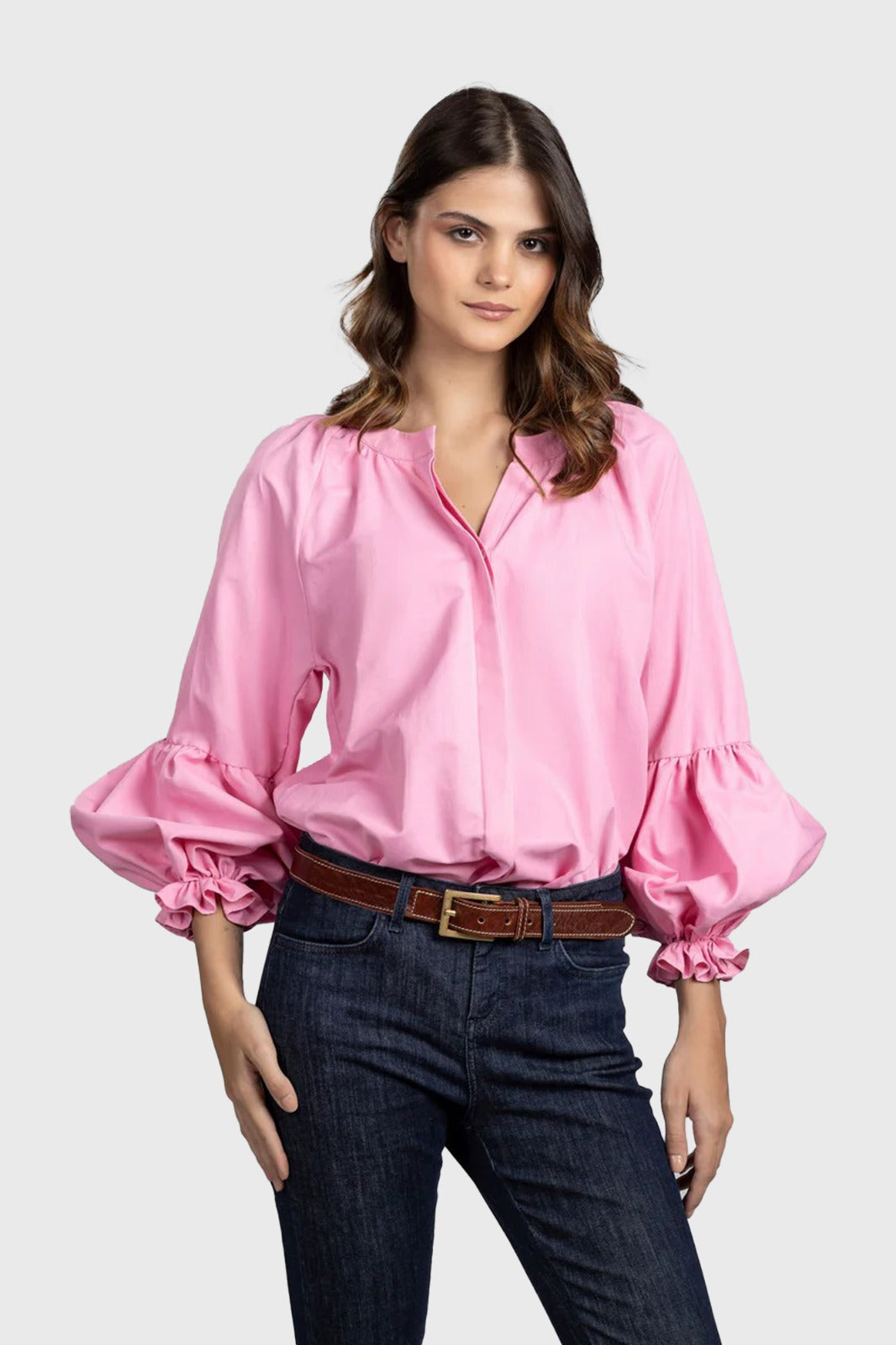 Pink Puff Sleeve Blouse