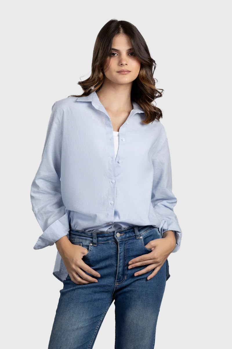 Light Blue Linen Cotton Shirt