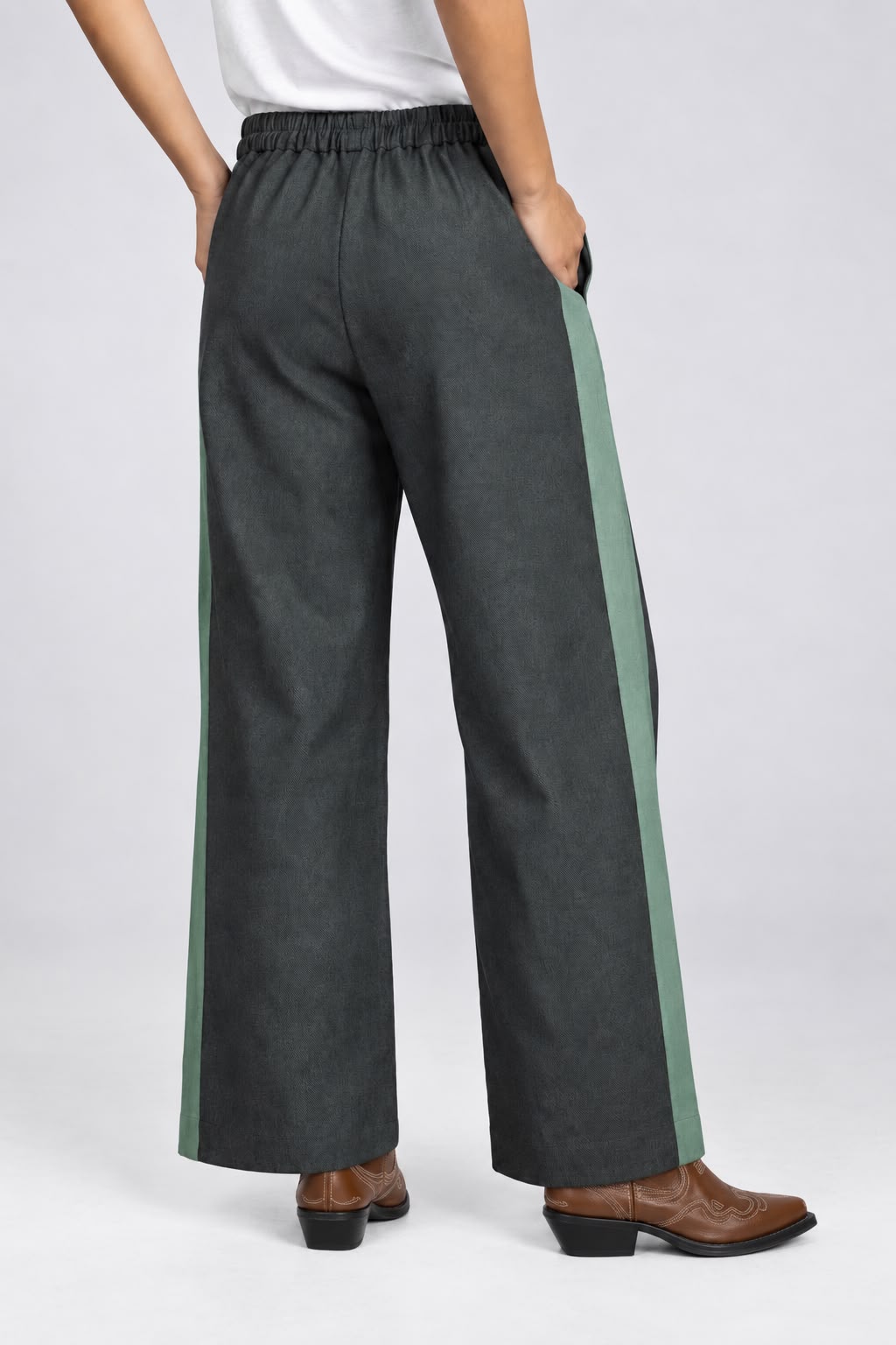 Green Gabardine Drawstring Pants