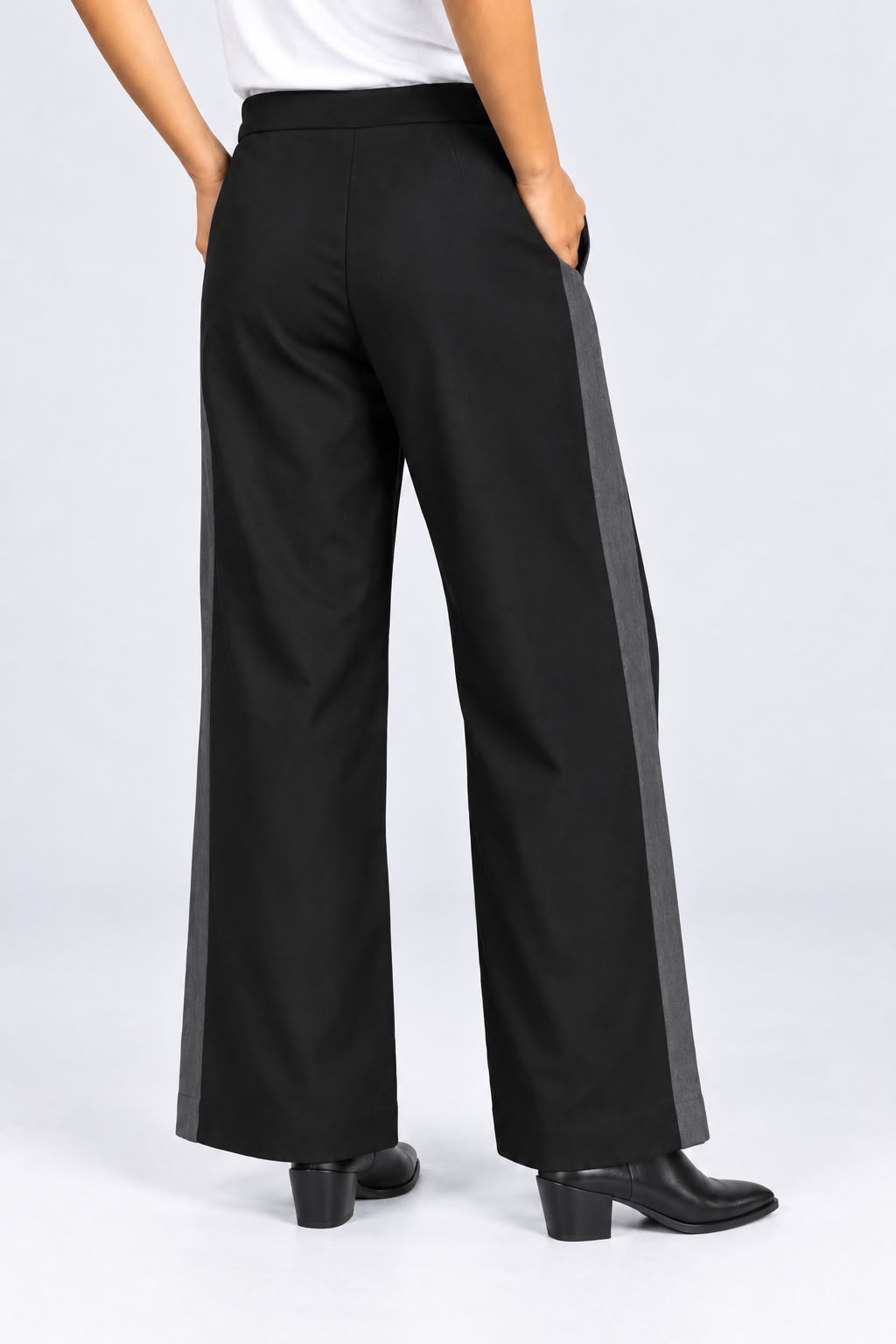 Black Denim Viscose Patchwork Pants