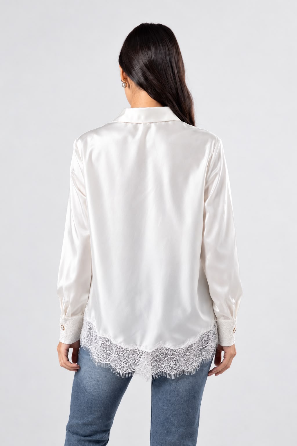 Satin Lace Detail Shirt