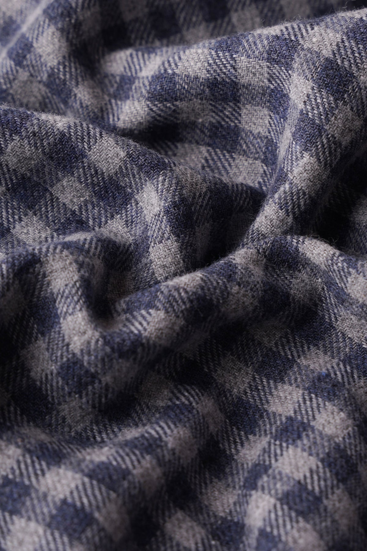 Grey Brushed Checkered Button-Down Flannel Shirt