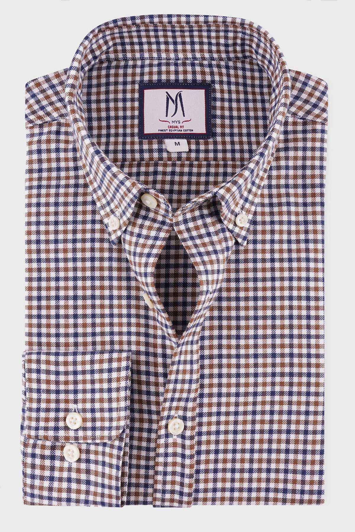 Brown Brushed Checkered Twill Flannel Shirt