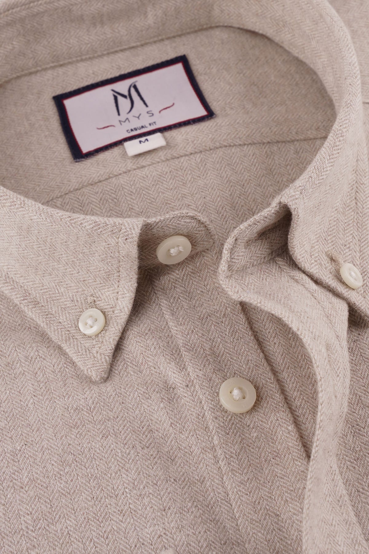 Brushed Herringbone Button-Down Flannel Shirt