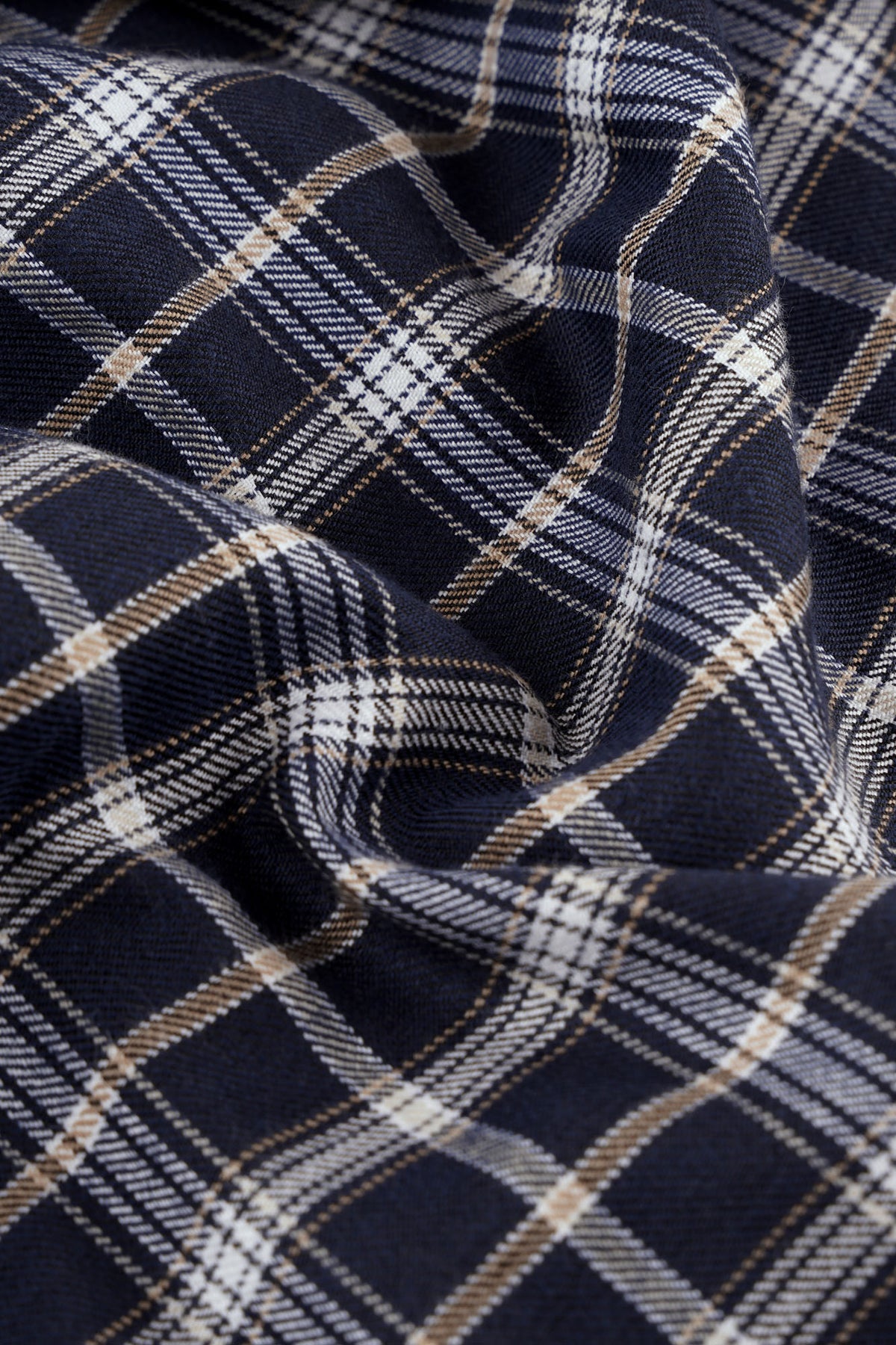 Navy Brushed Checkered Twill Flannel Shirt