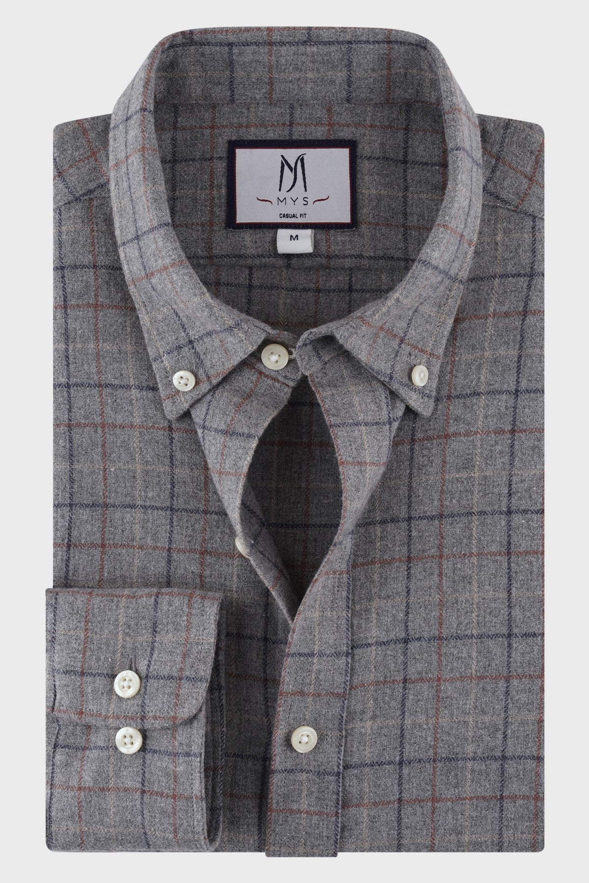 Brushed Checkered Button-Down Flannel Shirt