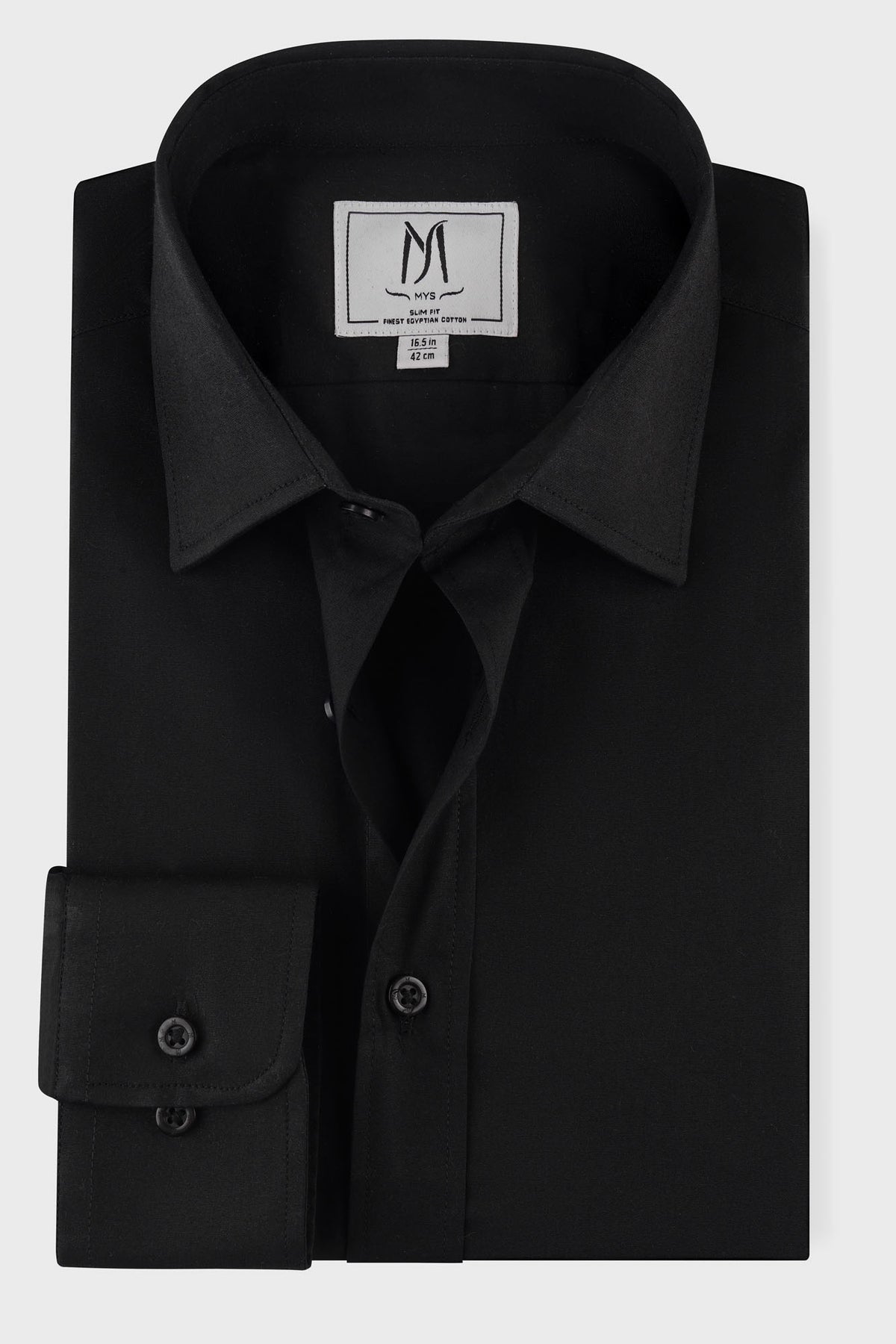Black Poplin Stretch Shirt - Slim Fit