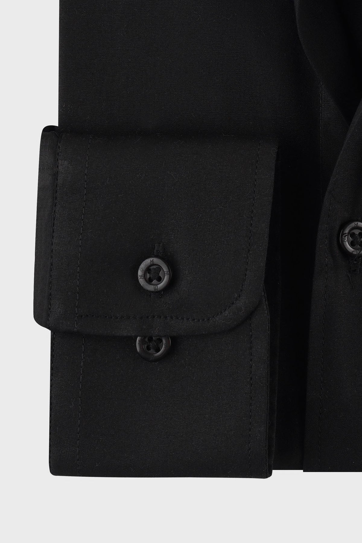 Black Poplin Stretch Shirt - Slim Fit